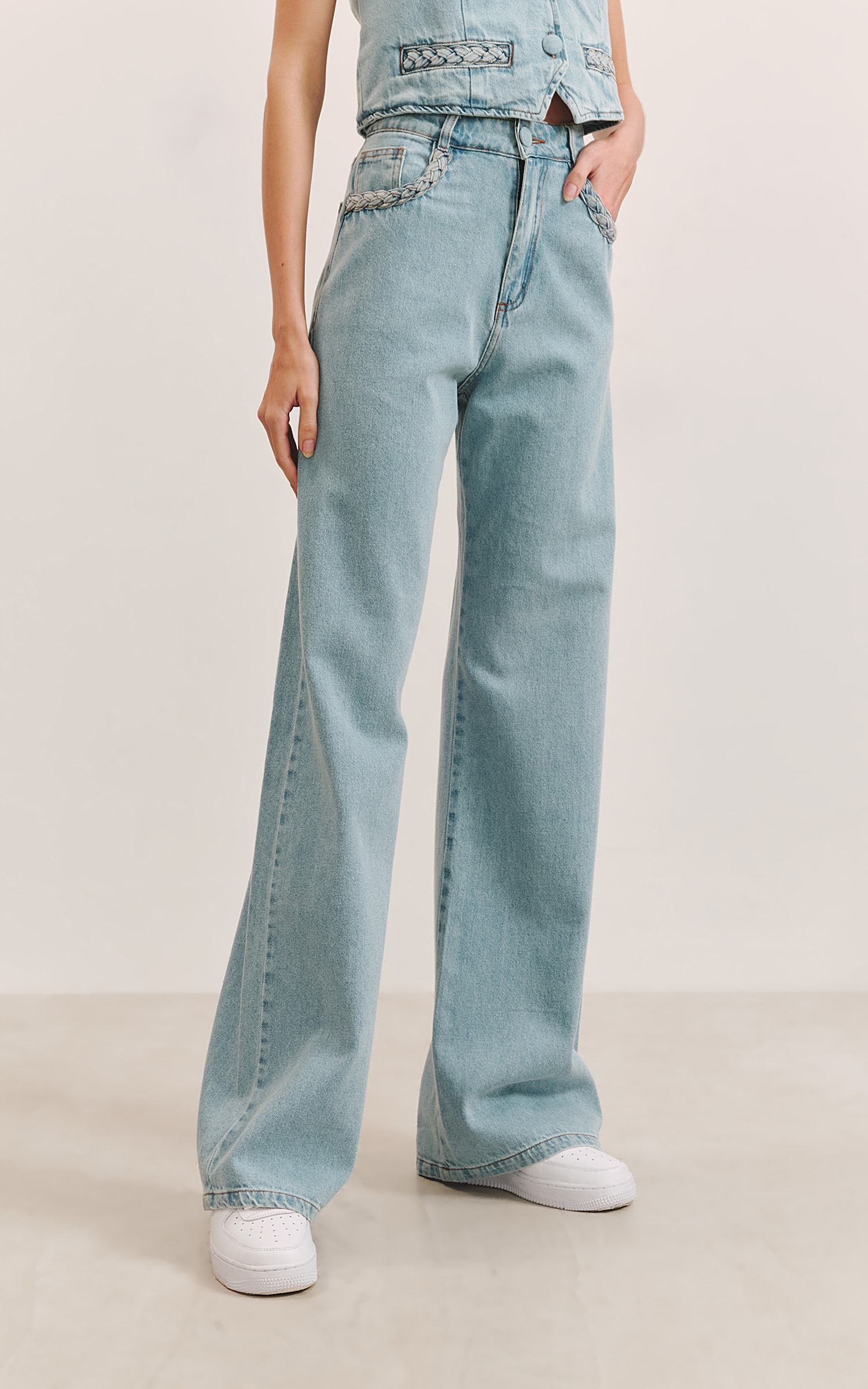 Calça Trançada Jeans