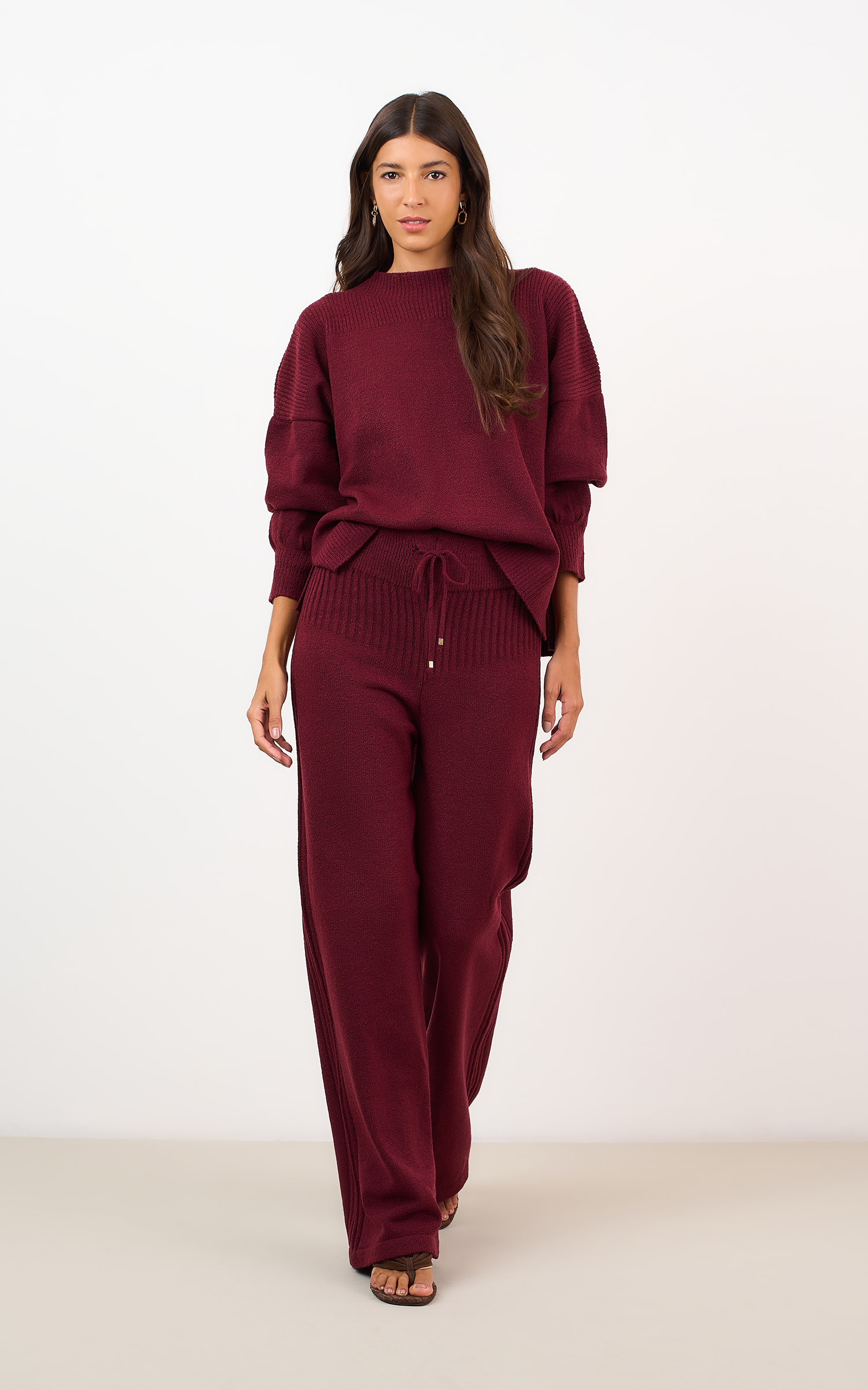 Calca Tricot Comfy Burgundy