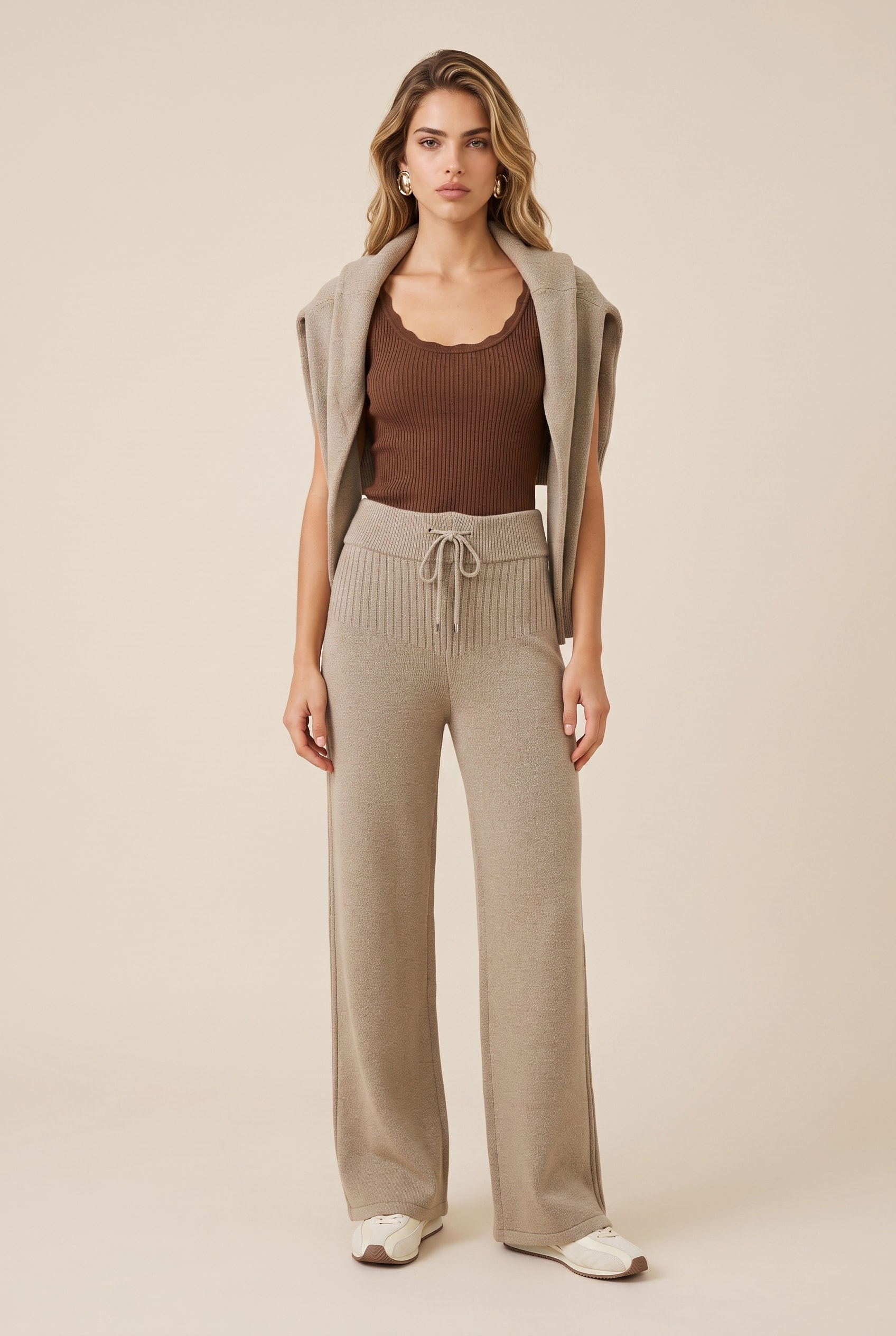 Calca Tricot Comfy Caqui