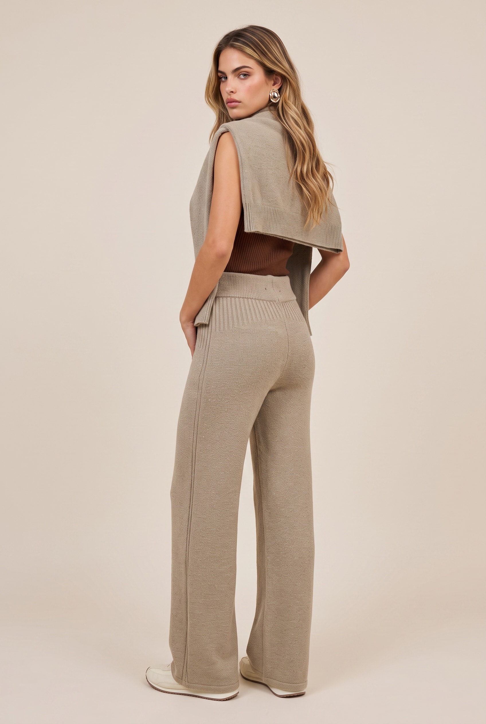 Calca Tricot Comfy Caqui