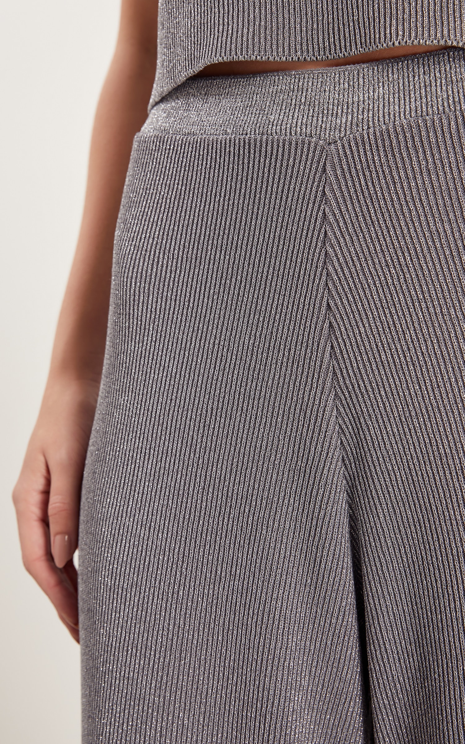 Calça Tricot Lurex Brilho Prata