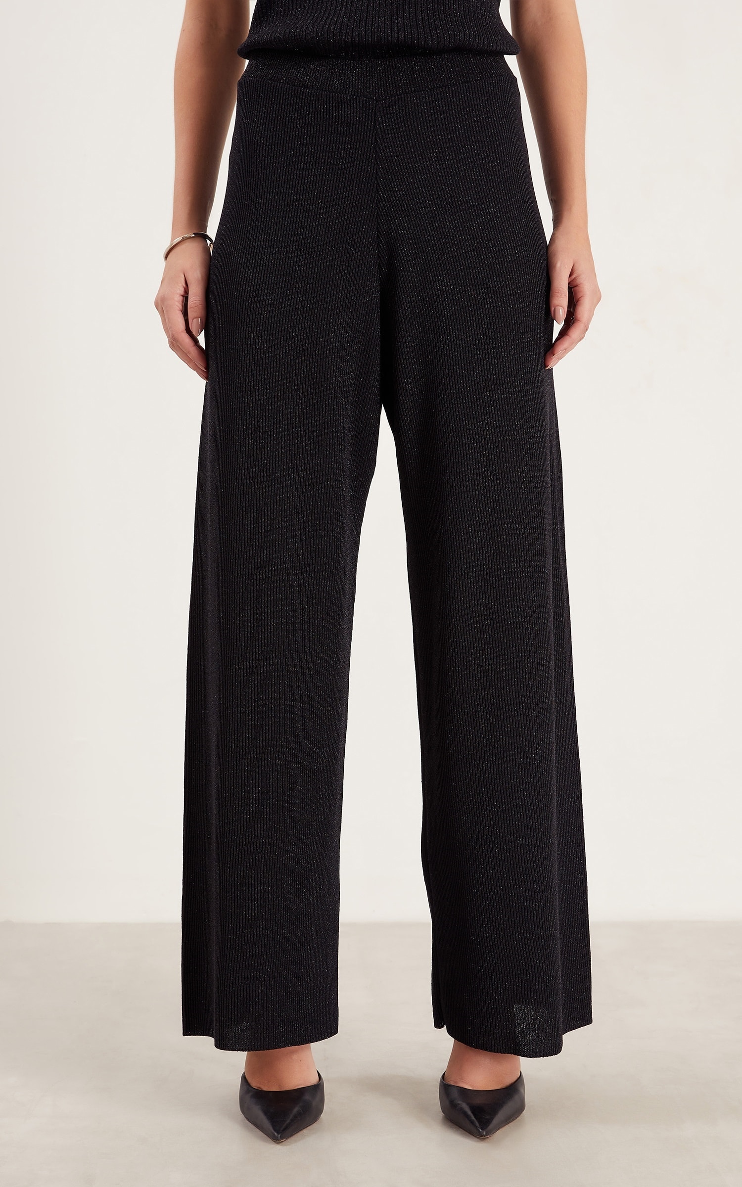 Calça Tricot Lurex Brilho Preto