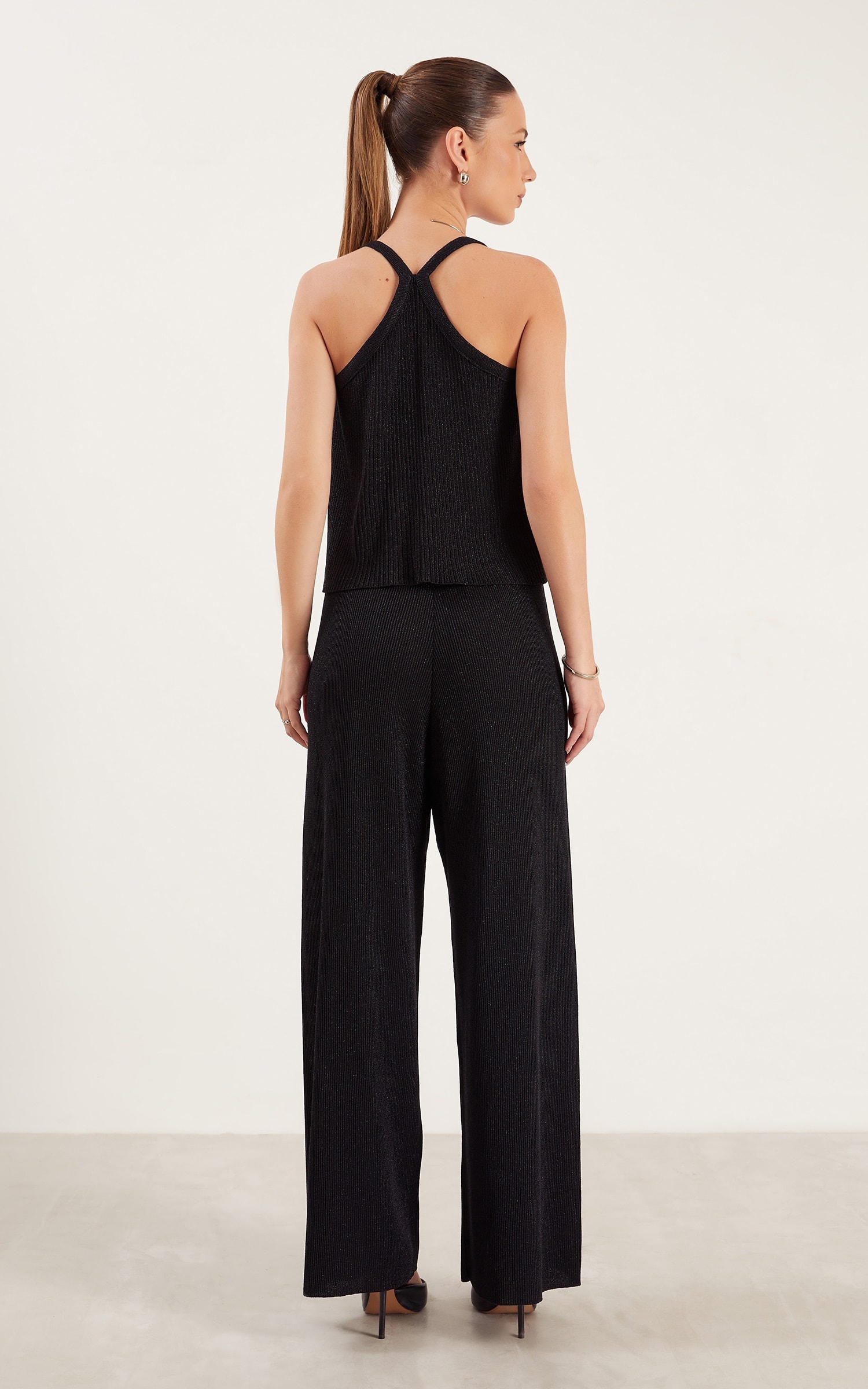 Calça Tricot Lurex Brilho Preto