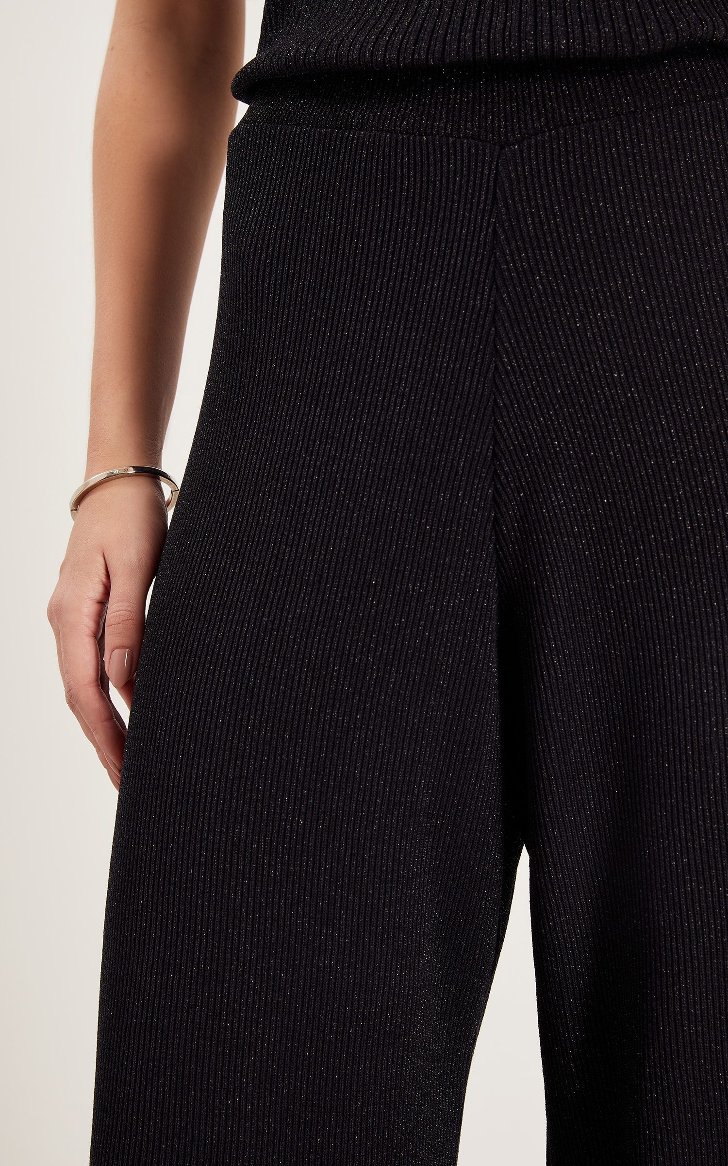 Calça Tricot Lurex Brilho Preto