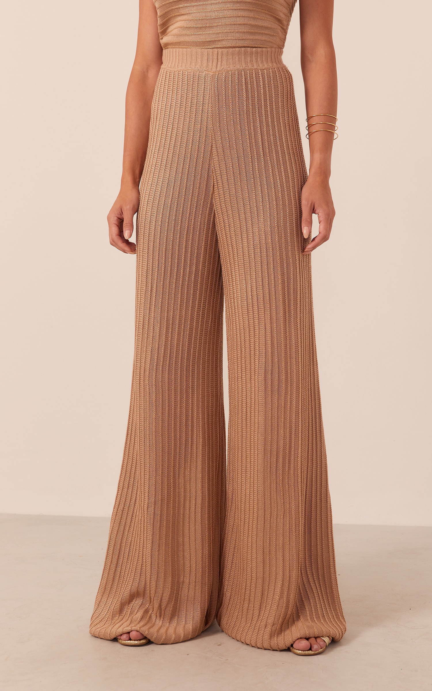 Calça Tricot Lurex Dourado