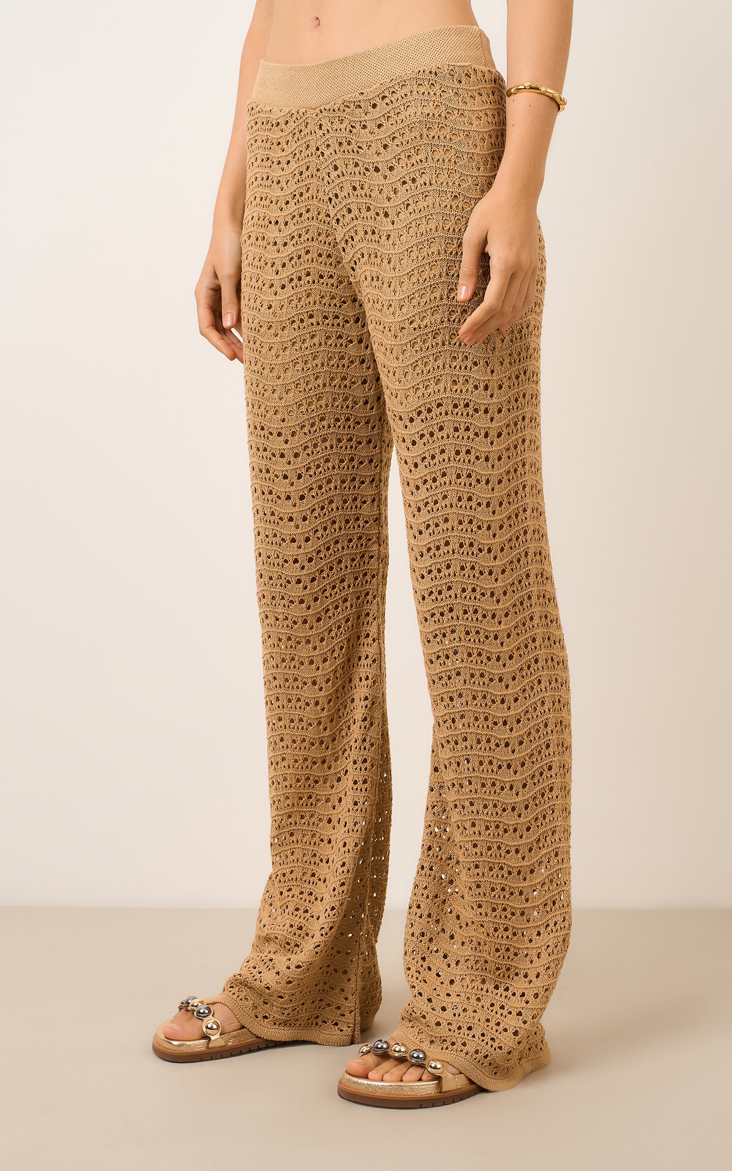 Calca Tricot Lurex Dourado