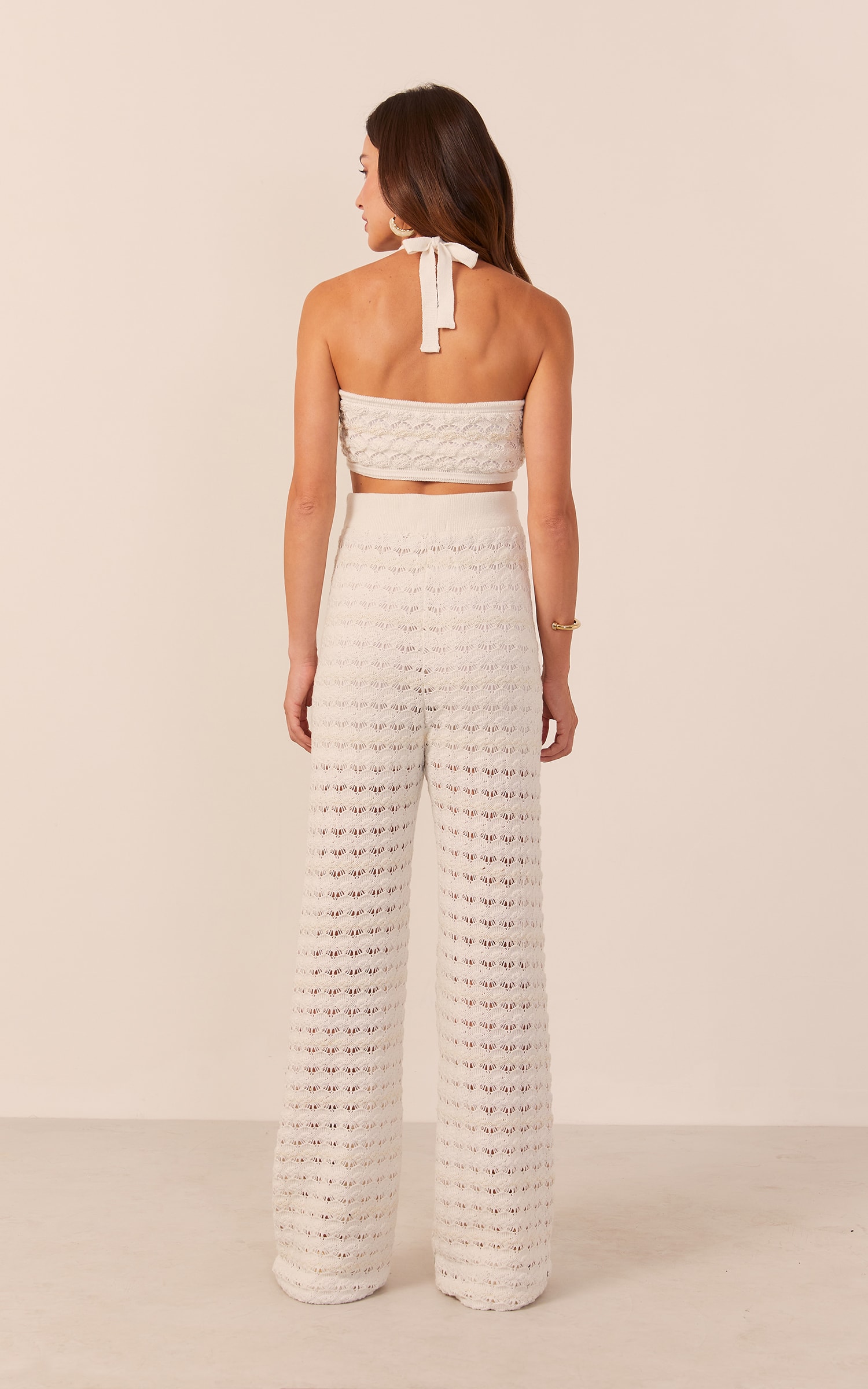 Calça Tricot Mix Lurex Off White