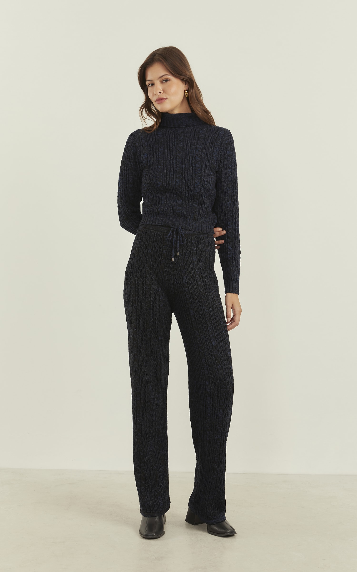 Calça Tricot Trançada Marinho