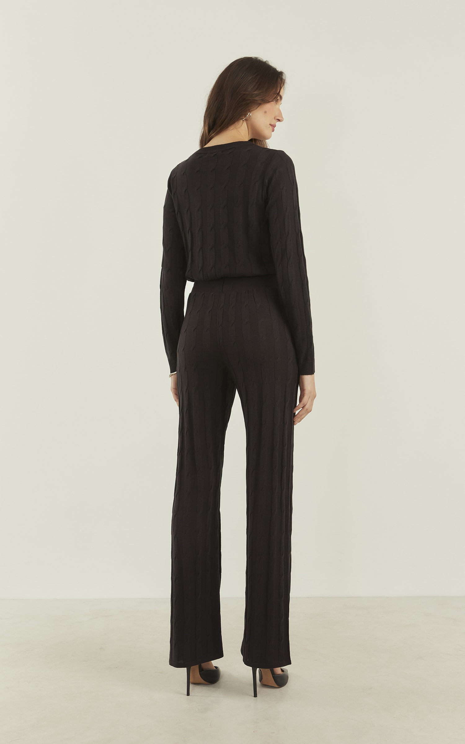 Calça Tricot Trançada Preto