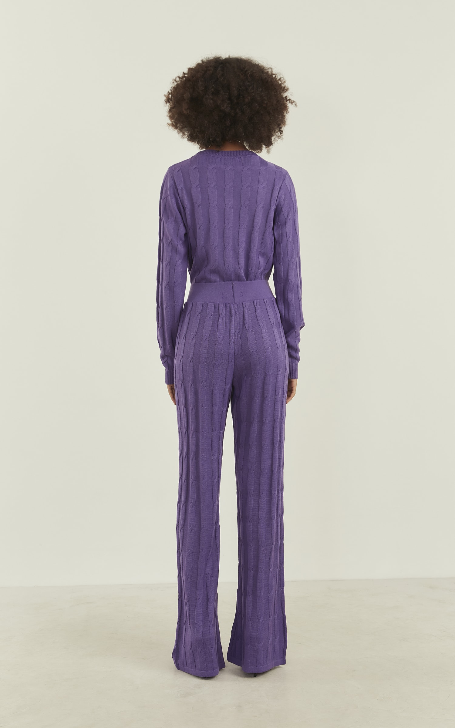Calça Tricot Trançada Roxo
