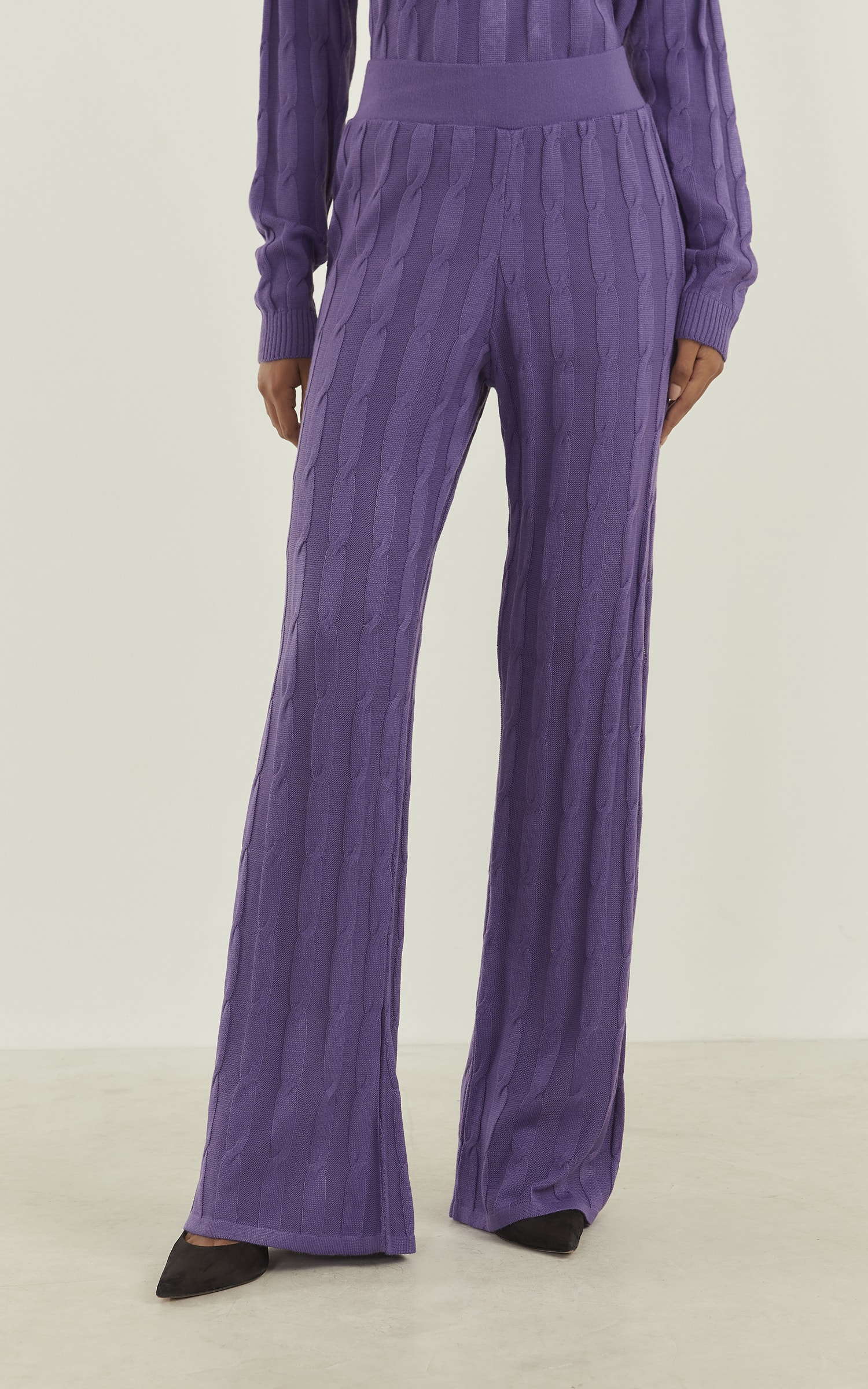 Calça Tricot Trançada Roxo