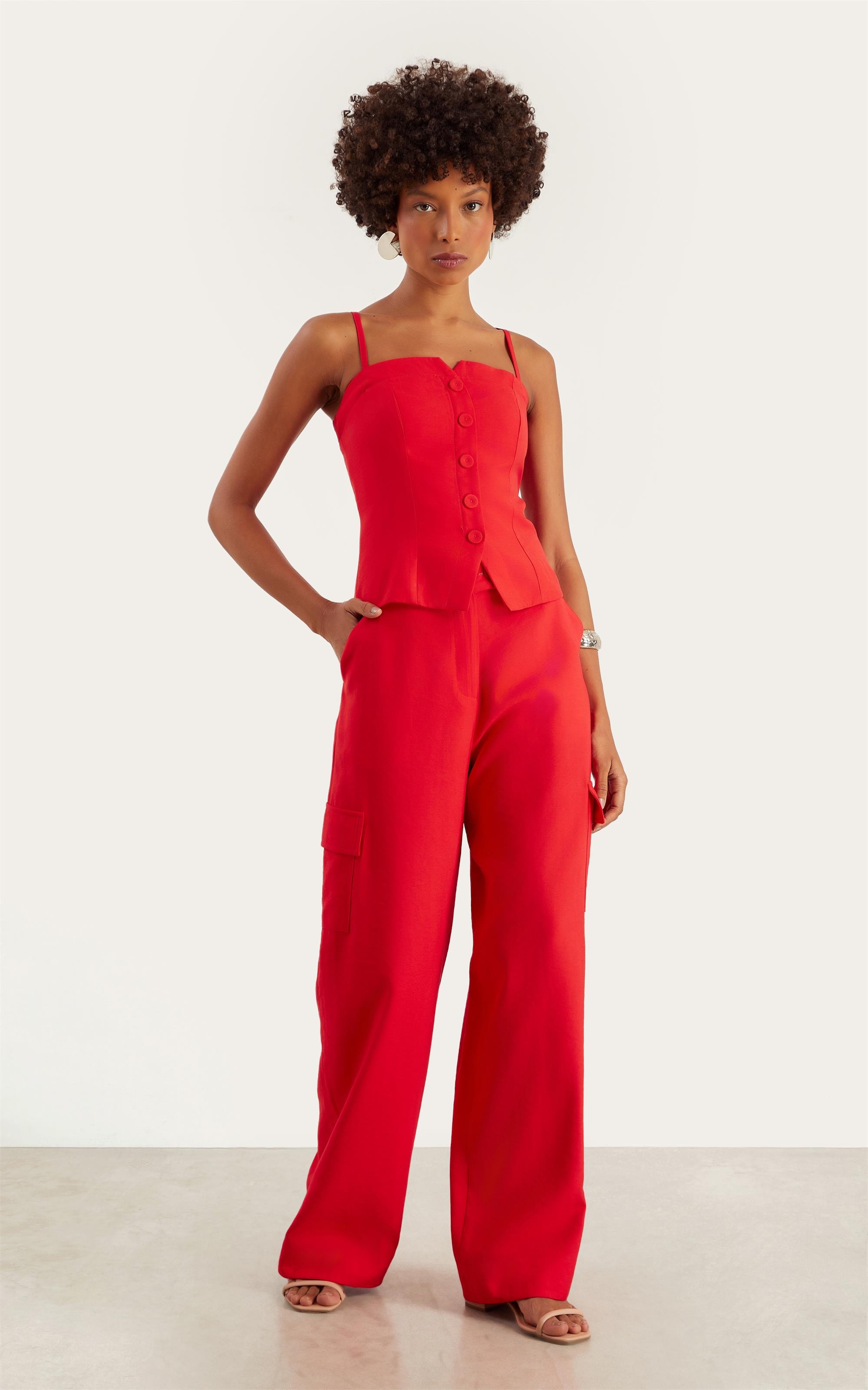 Calça Tropical Cargo Vermelho