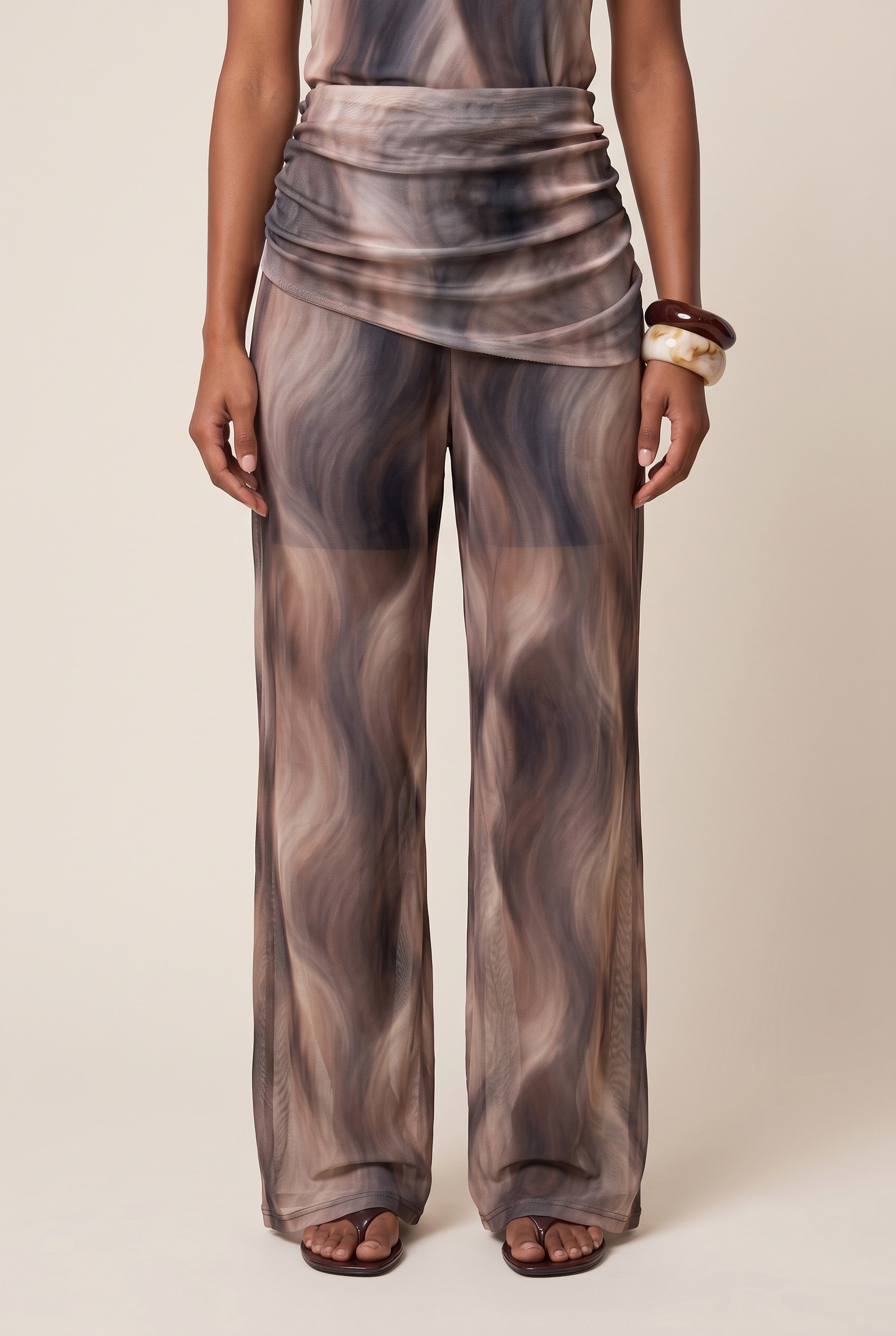 Calca Tule Stone Marrom