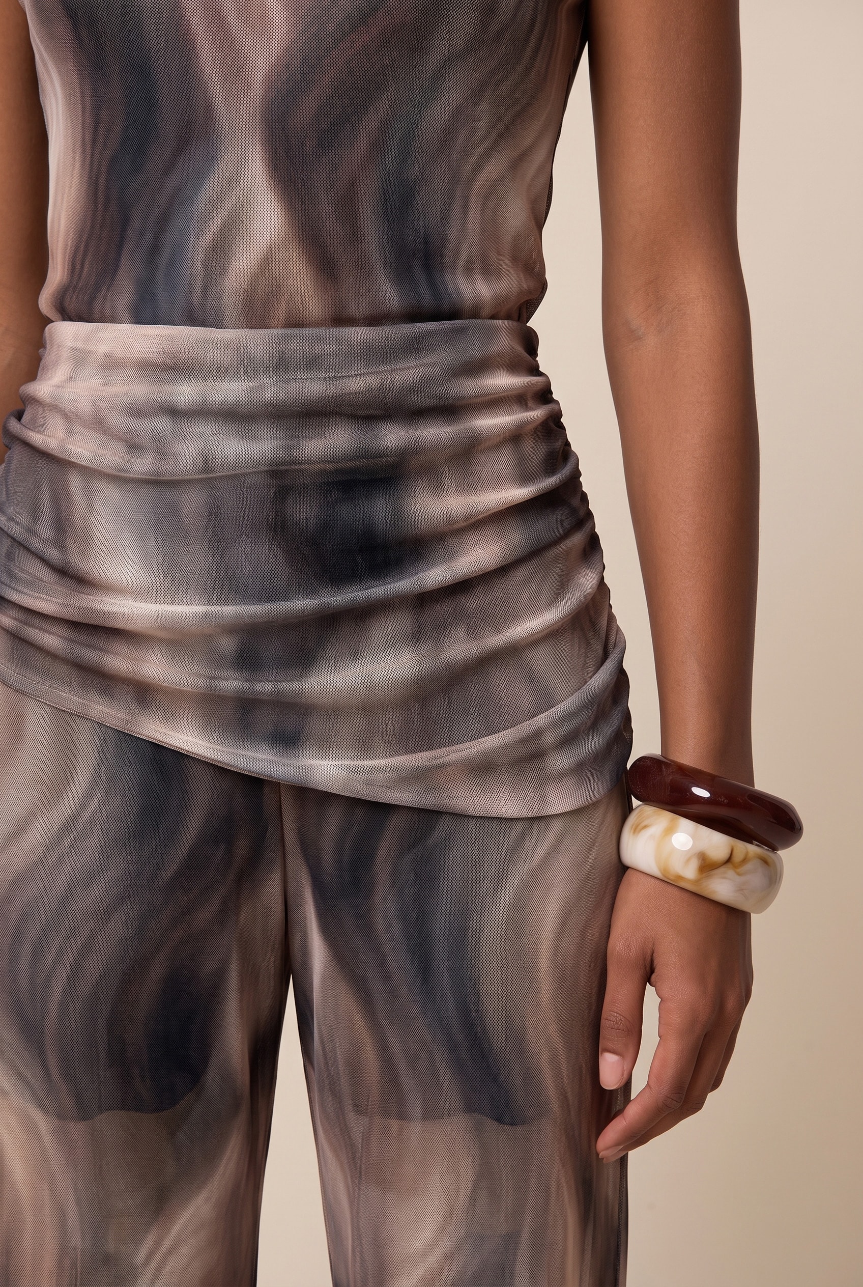 Calca Tule Stone Marrom