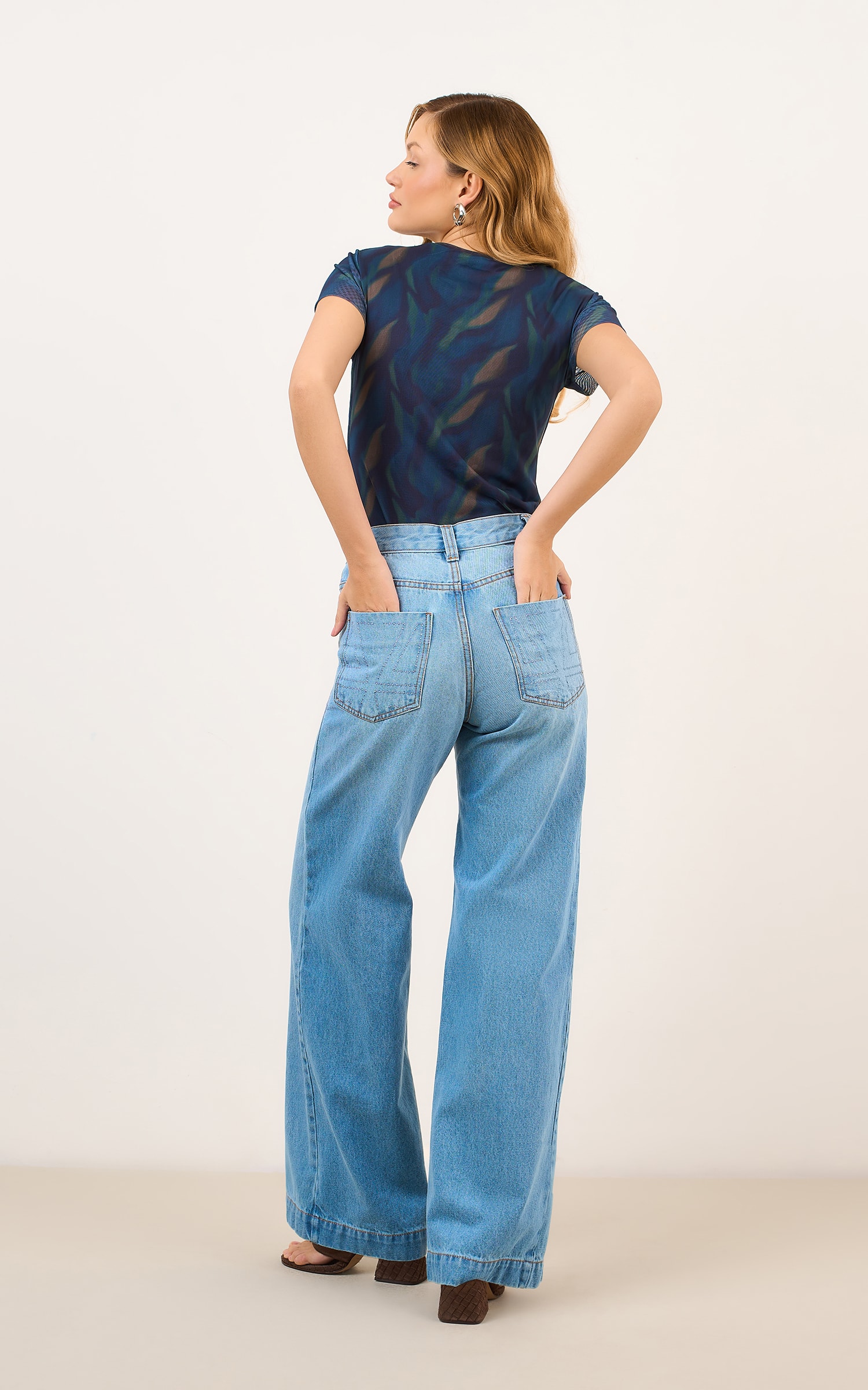 Calca Wide Jeans Icone Jeans Claro