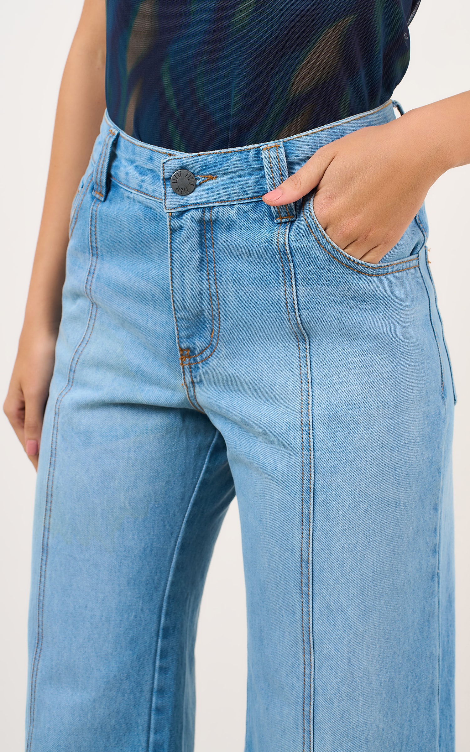 Calca Wide Jeans Icone Jeans Claro