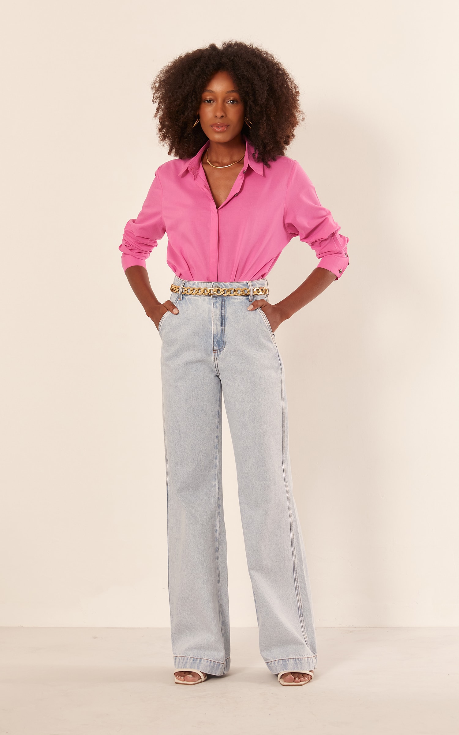 Calça Wide Leg Alfa Jeans Claro