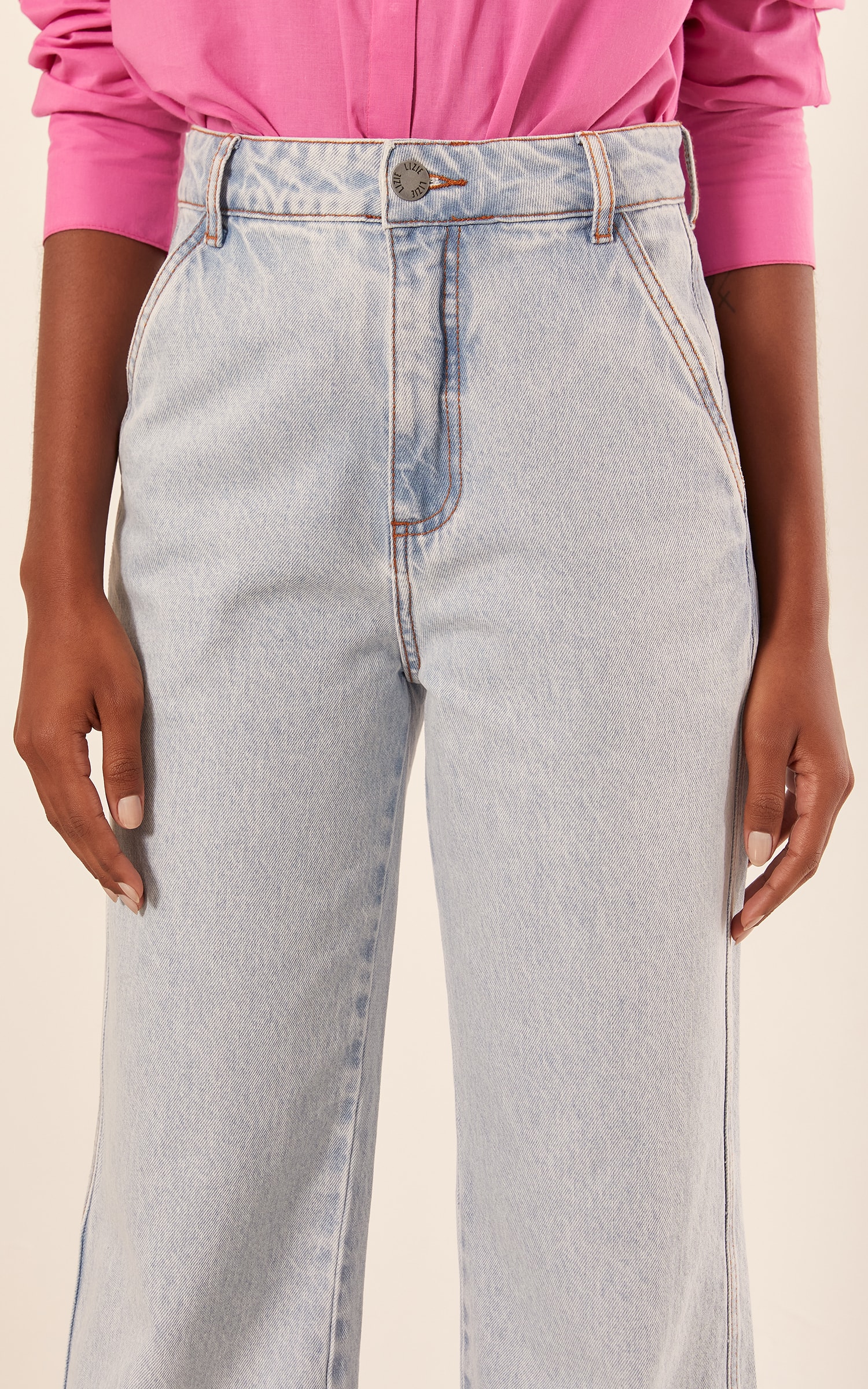 Calça Wide Leg Alfa Jeans Claro
