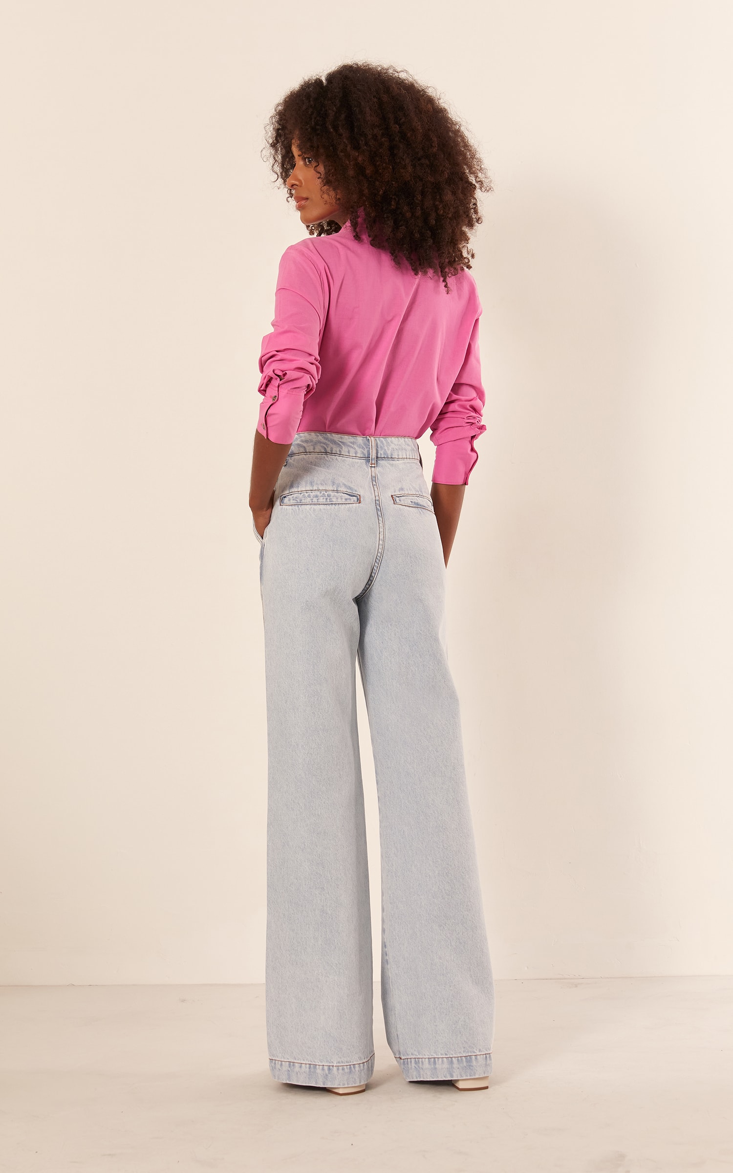 Calça Wide Leg Alfa Jeans Claro