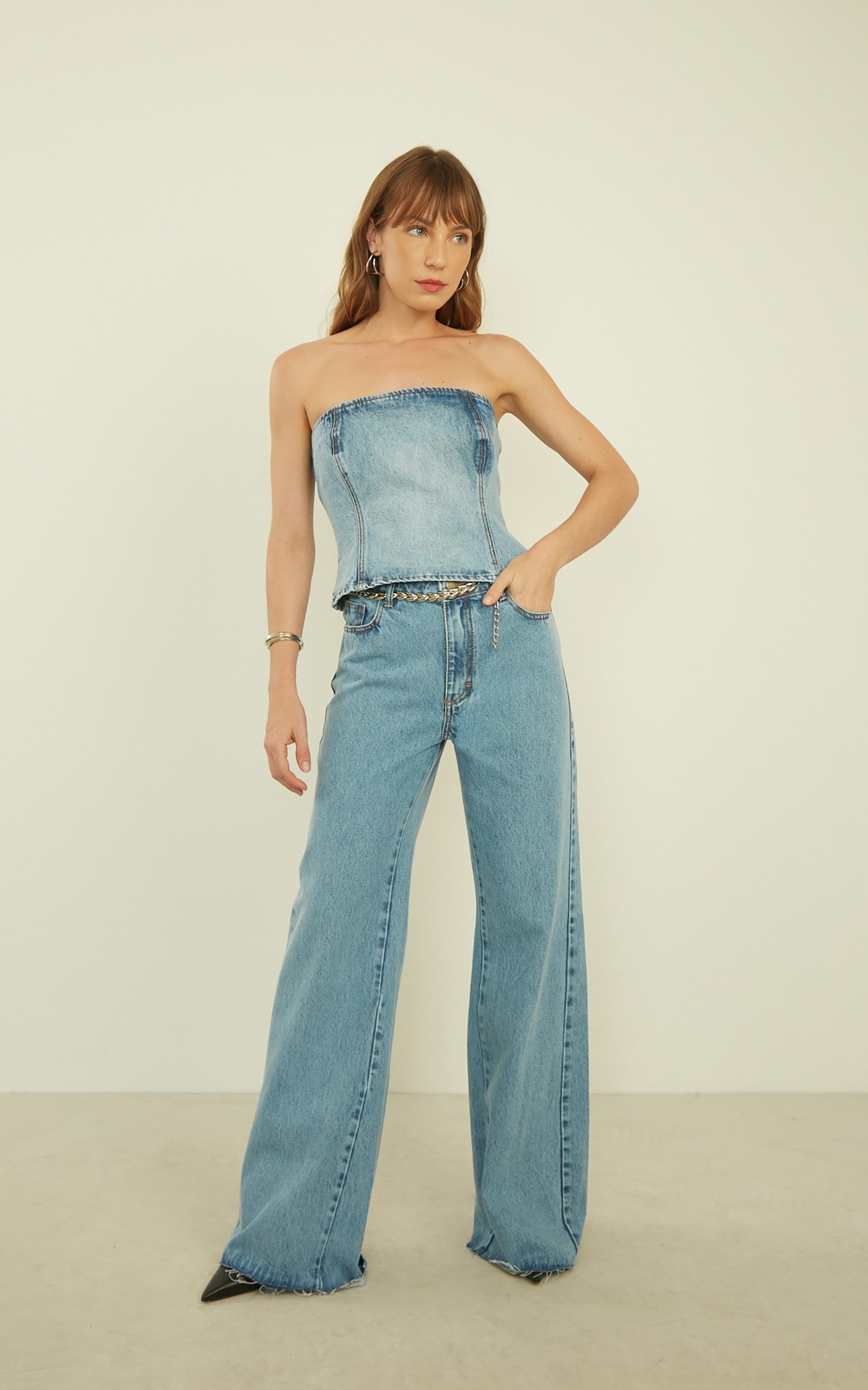 Calça Wide Leg Jeans