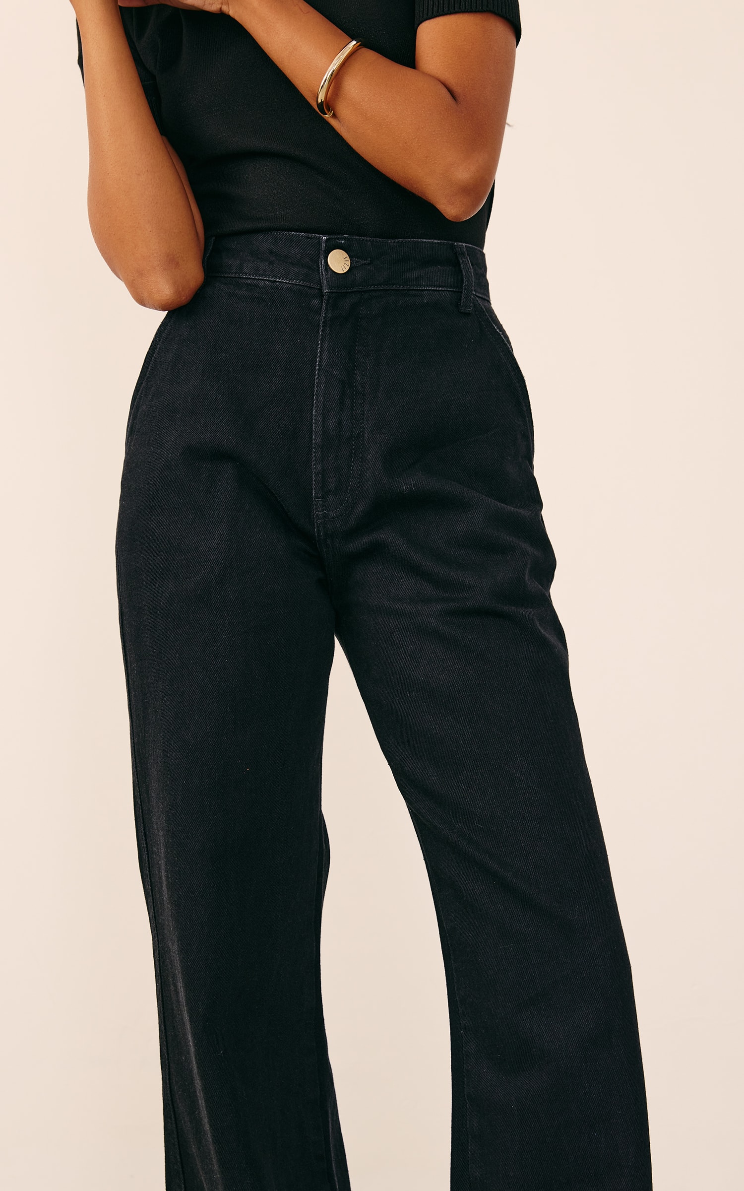 Calça Wide Leg Jeans Preto