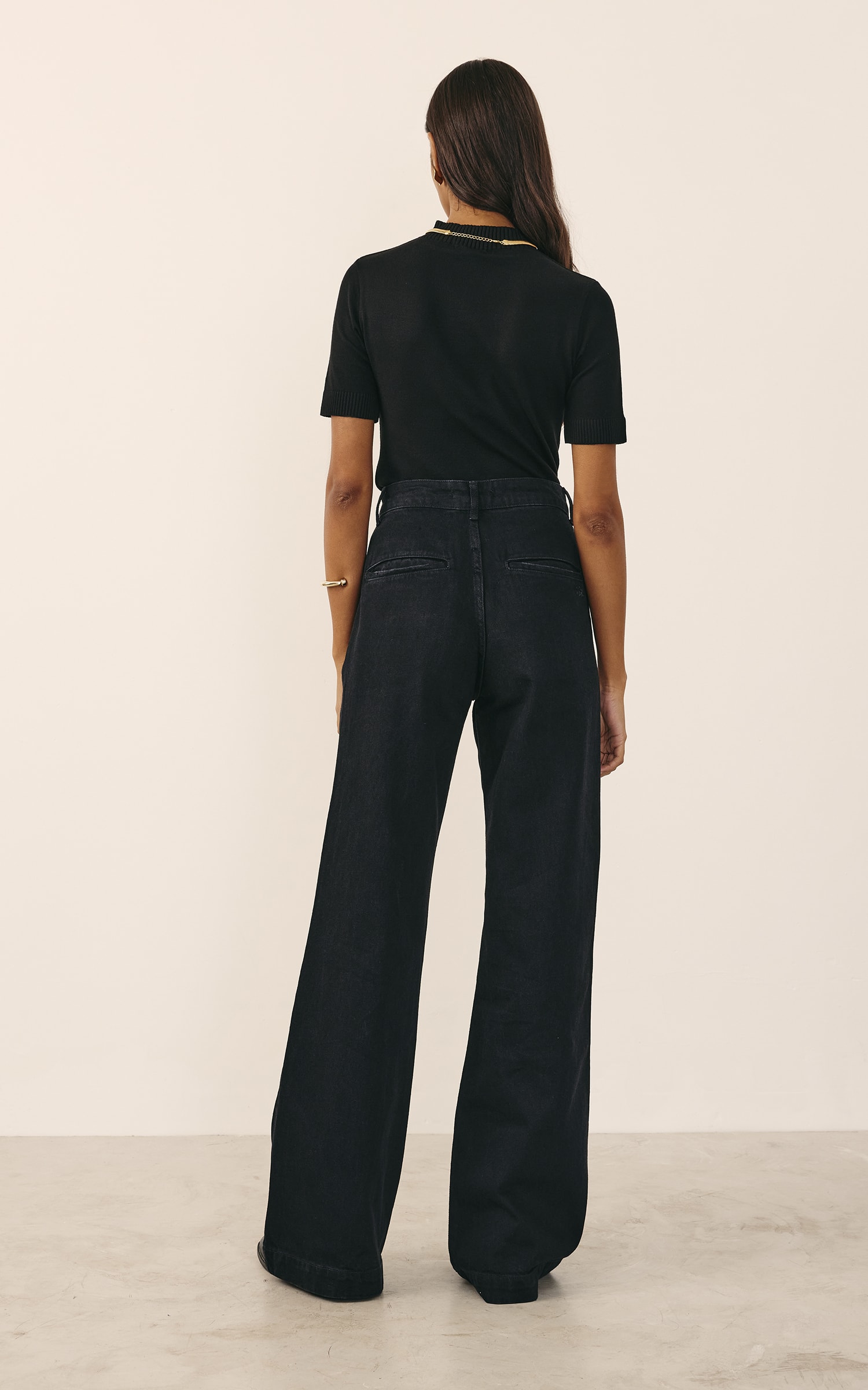 Calça Wide Leg Jeans Preto