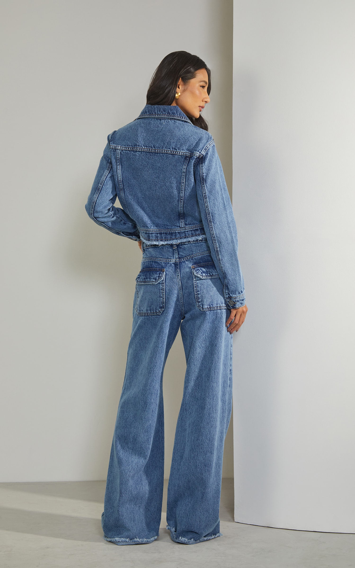 Calça Wide Leg Puídos Jeans