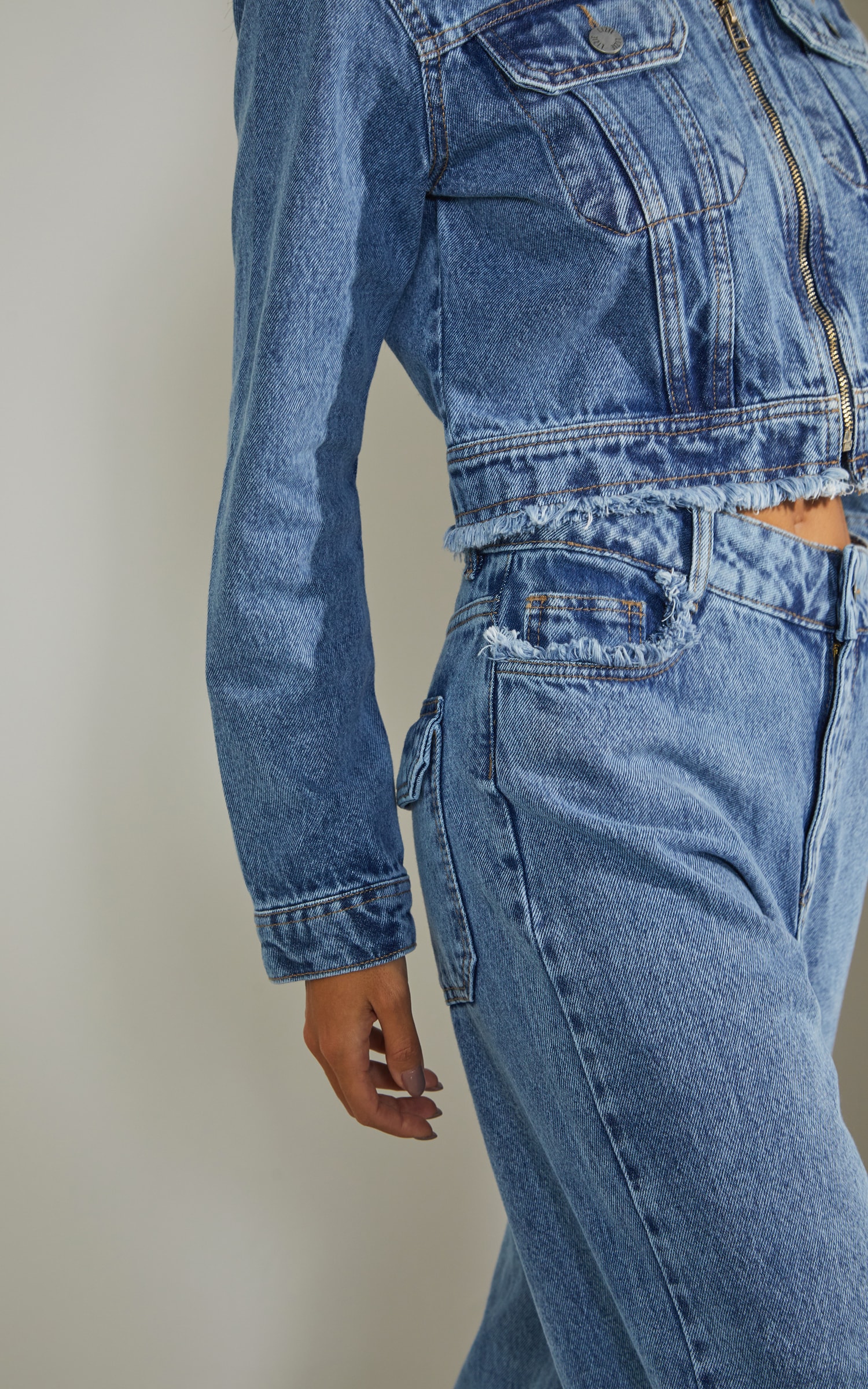 Calça Wide Leg Puídos Jeans