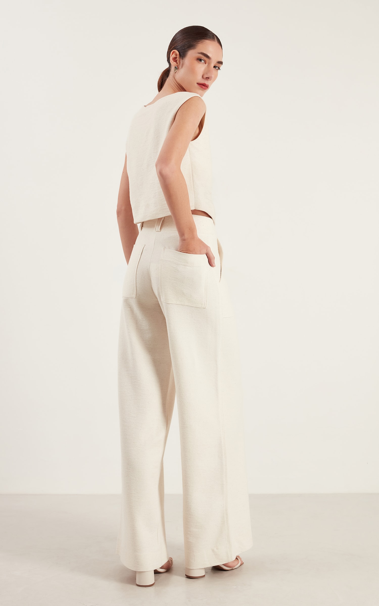 Calça Wide Moletom Ring Off White