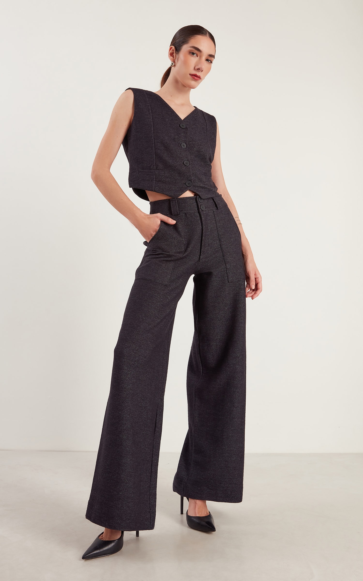 Calça Wide Moletom Ring Preto