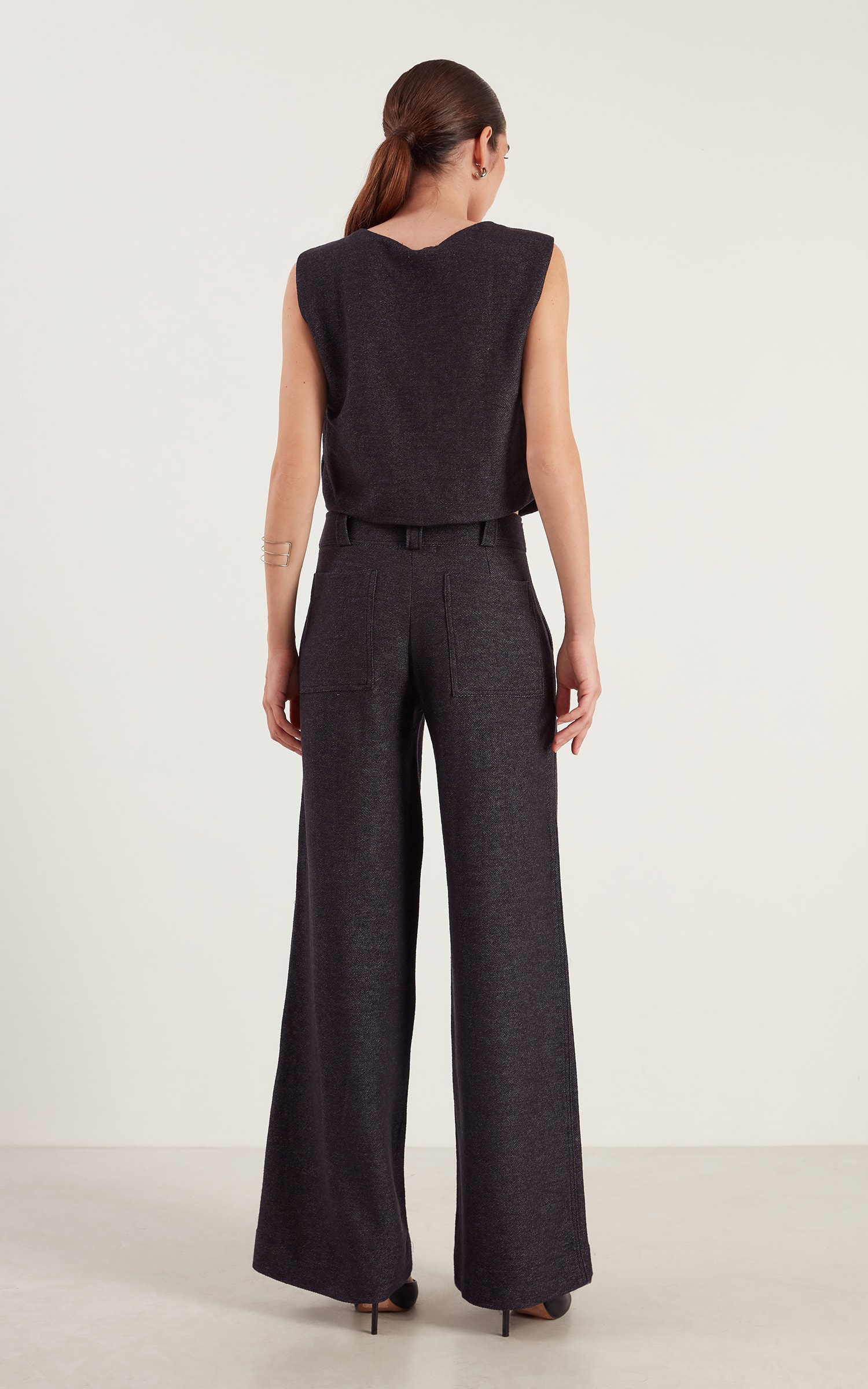 Calça Wide Moletom Ring Preto