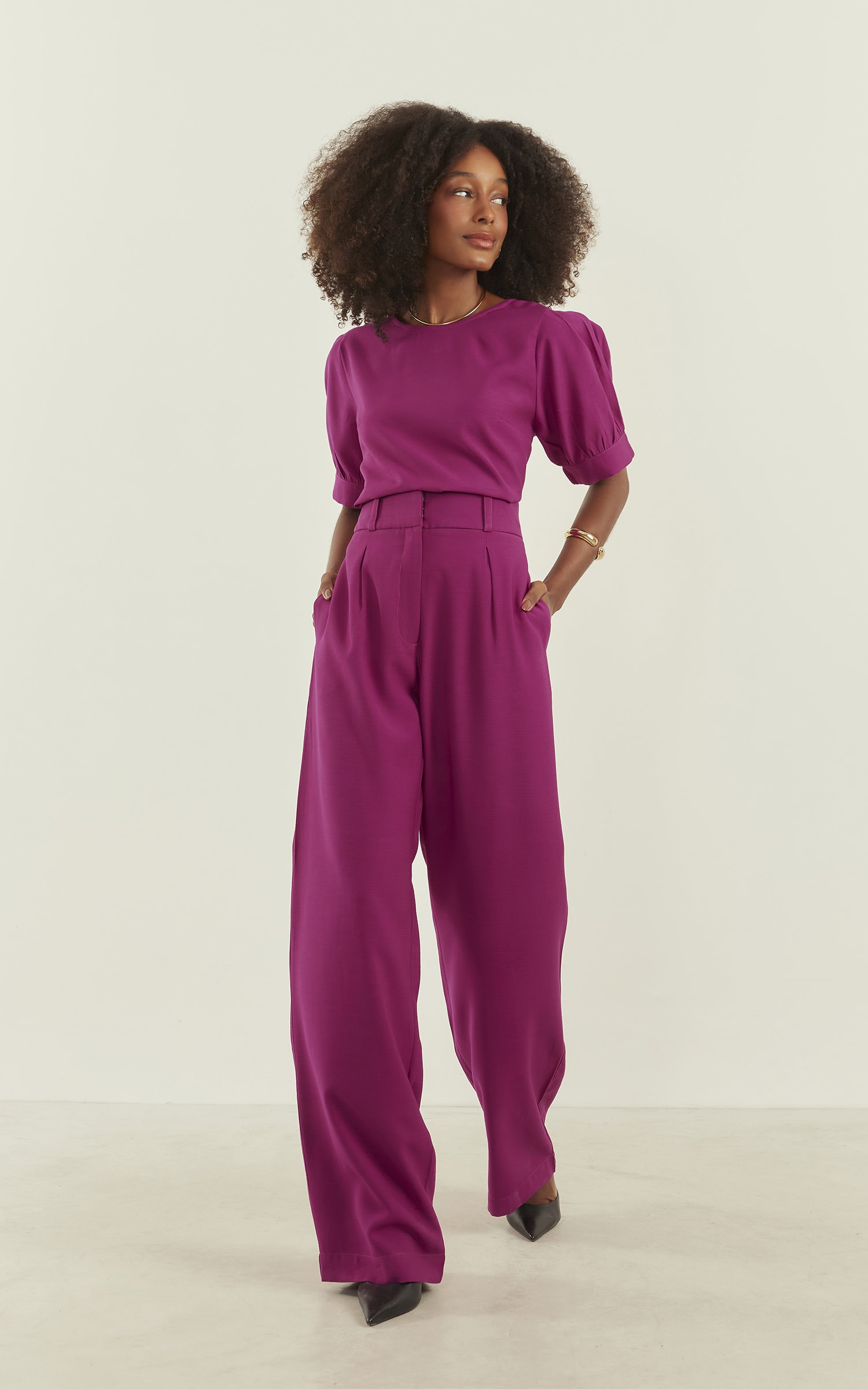Calça Wish Pregas Fúcsia