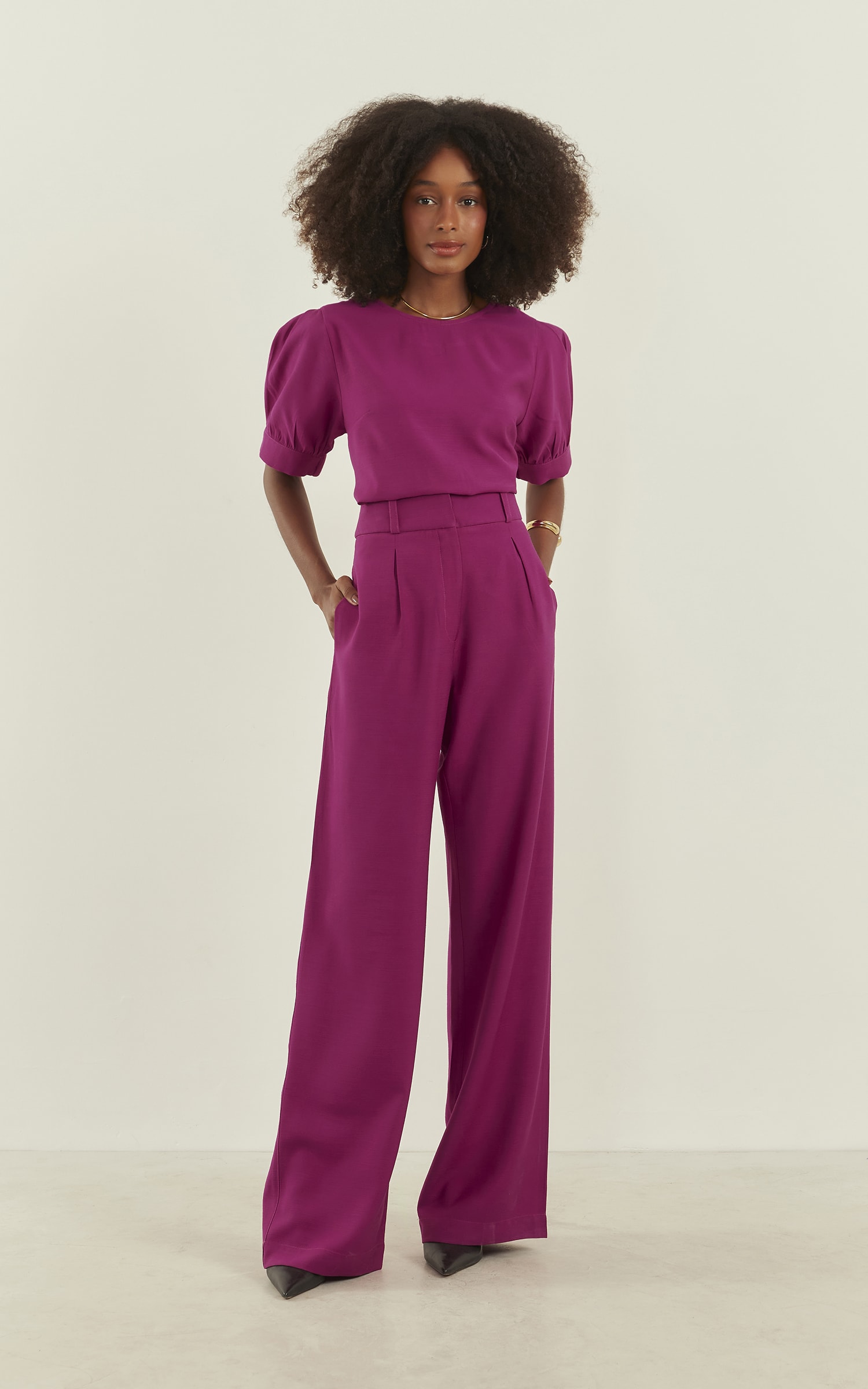 Calça Wish Pregas Fúcsia