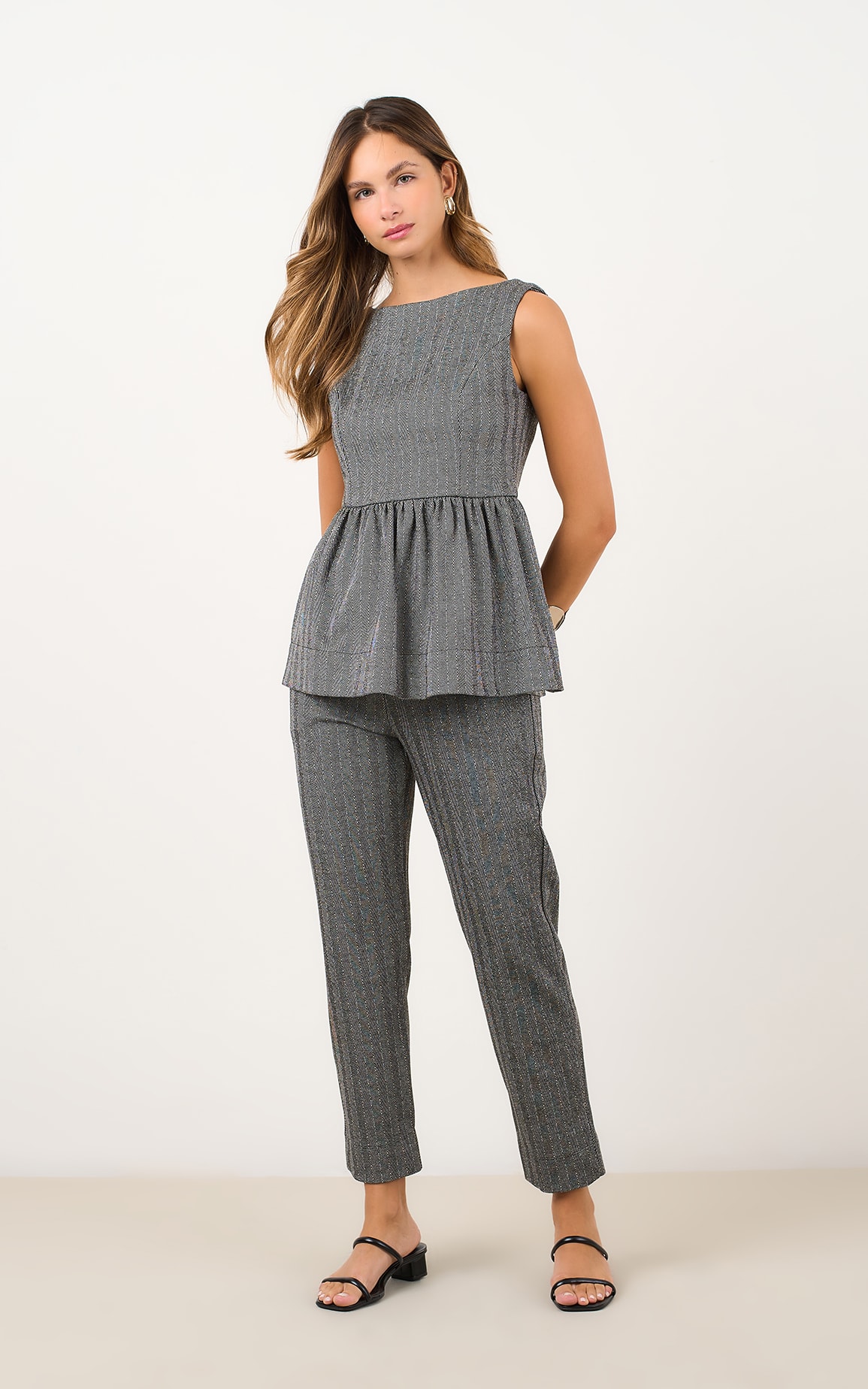 Calça Zíper Melange Preto