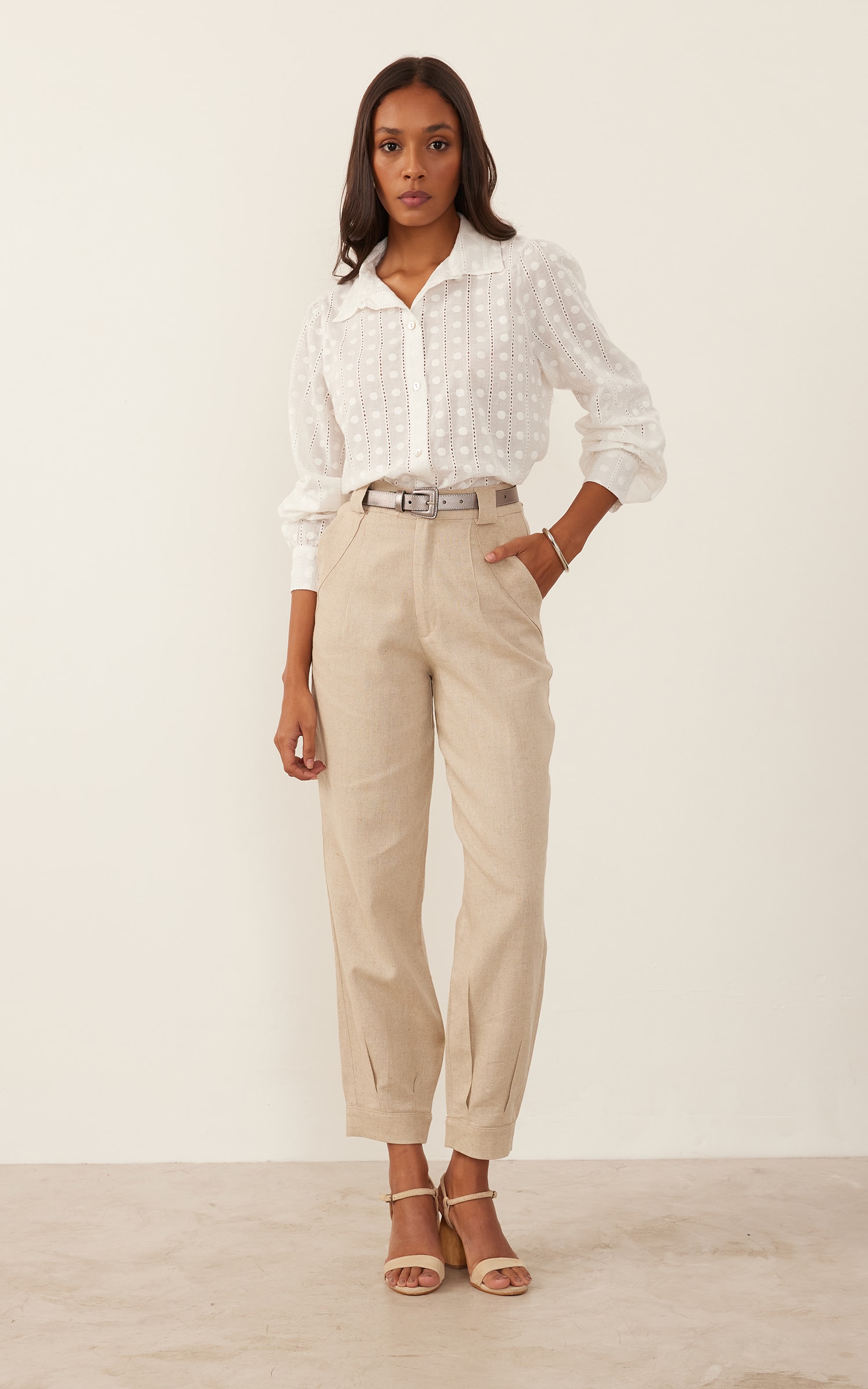 Camisa Algodão Bordado Off White