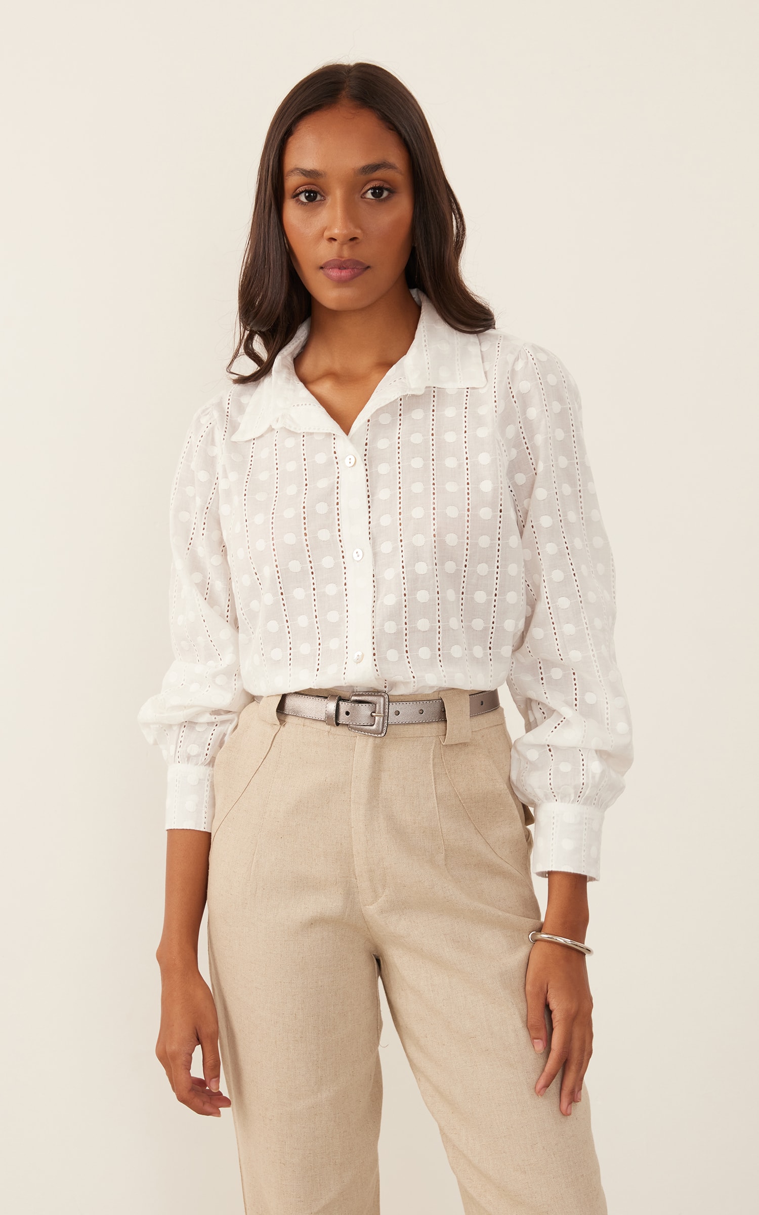 Camisa Algodão Bordado Off White