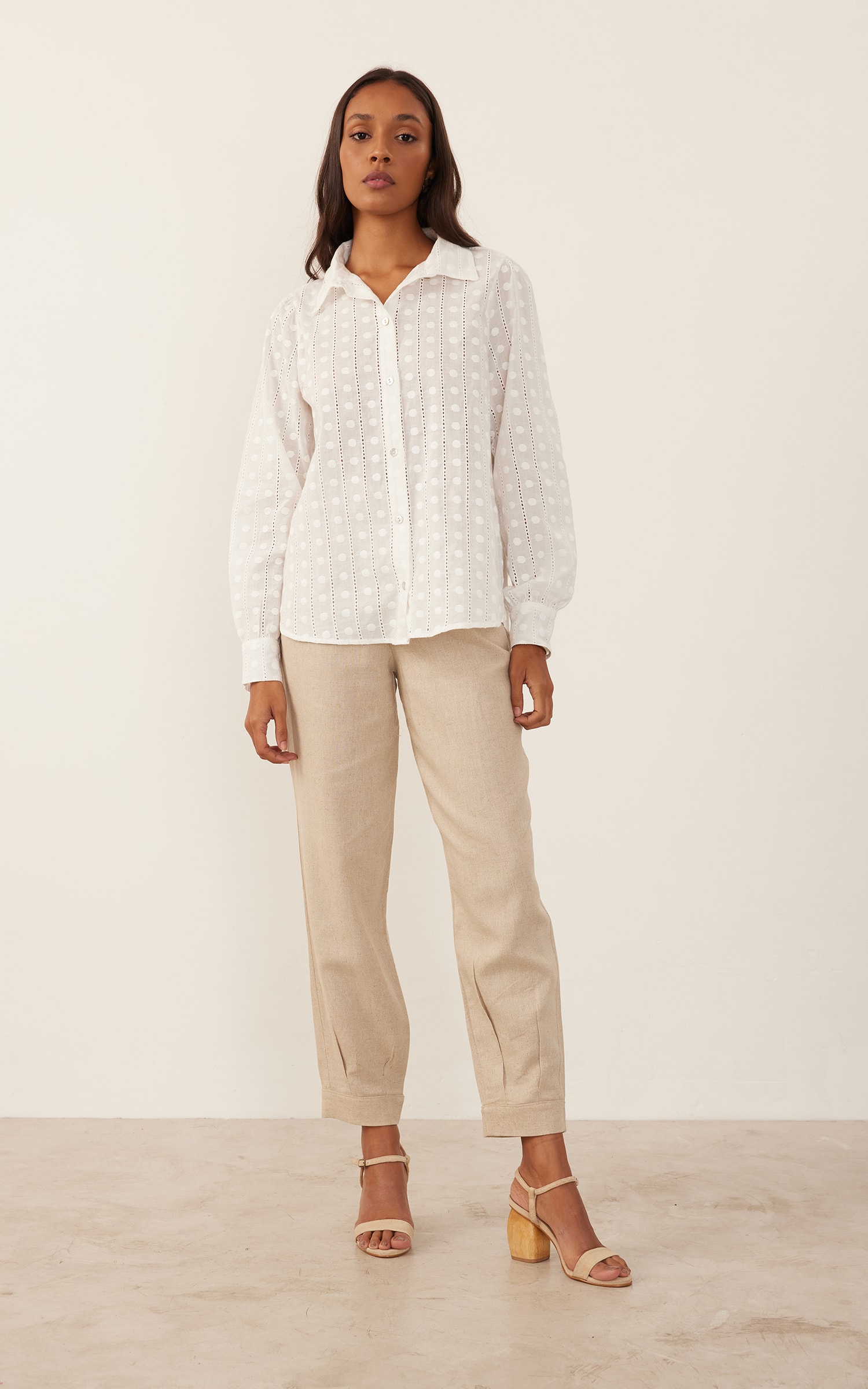Camisa Algodão Bordado Off White