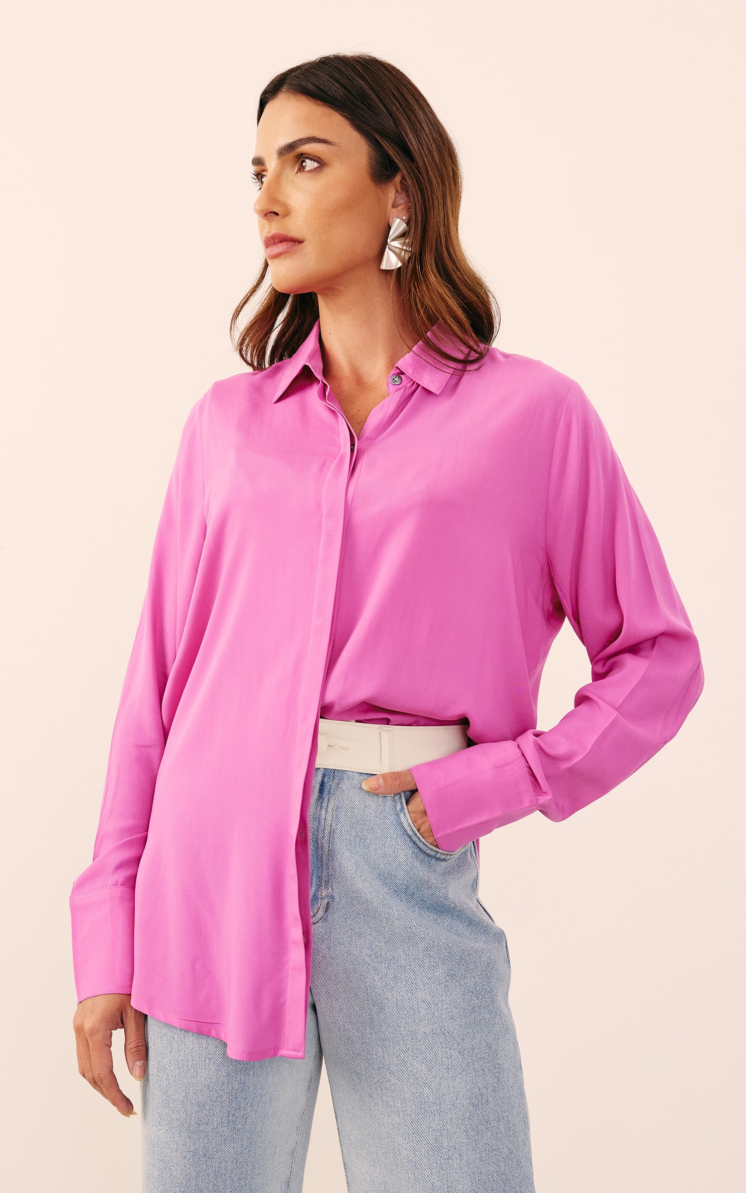 Camisa Básica Rosa Escuro