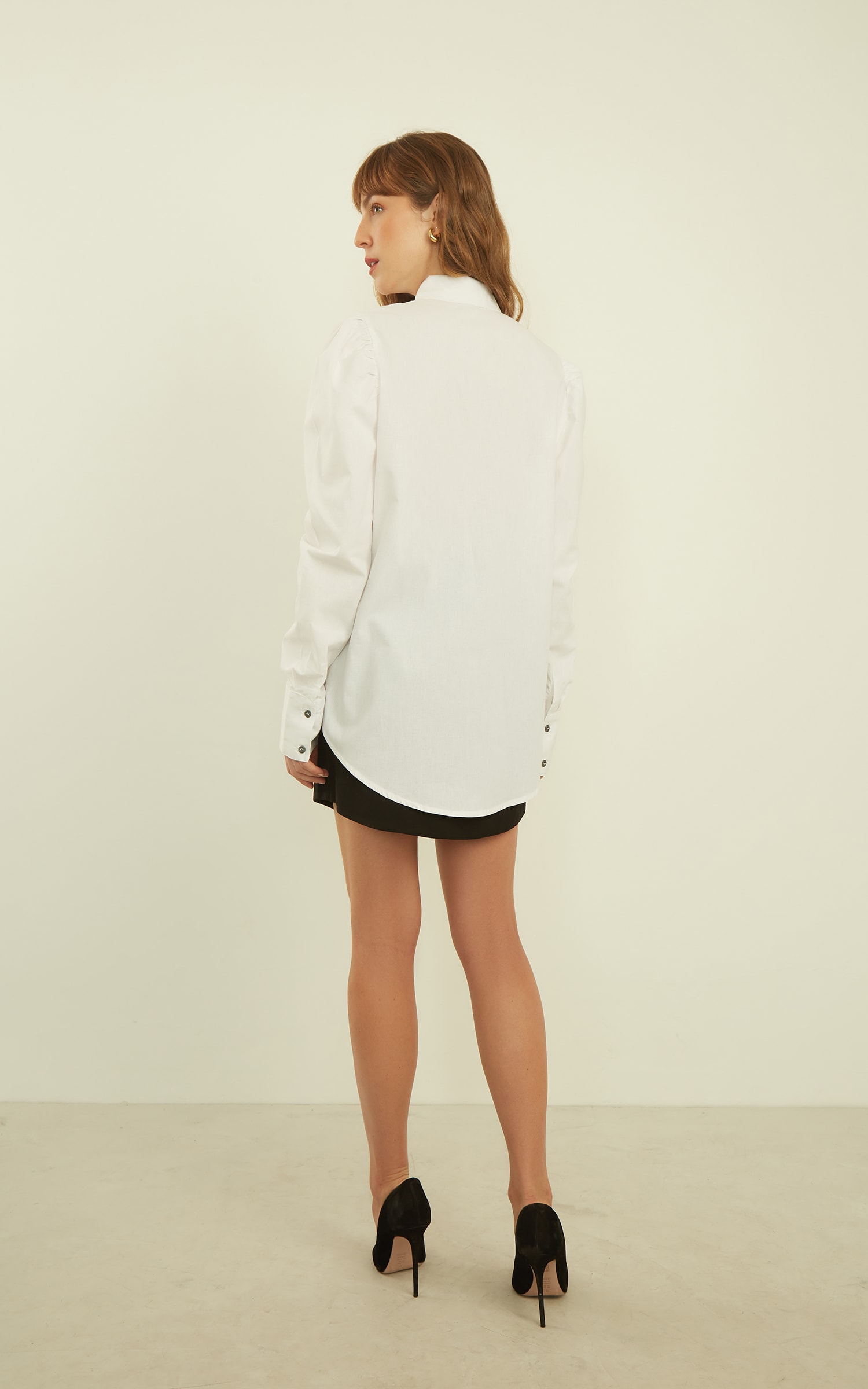 Camisa Bordada Manga Bufante Off White