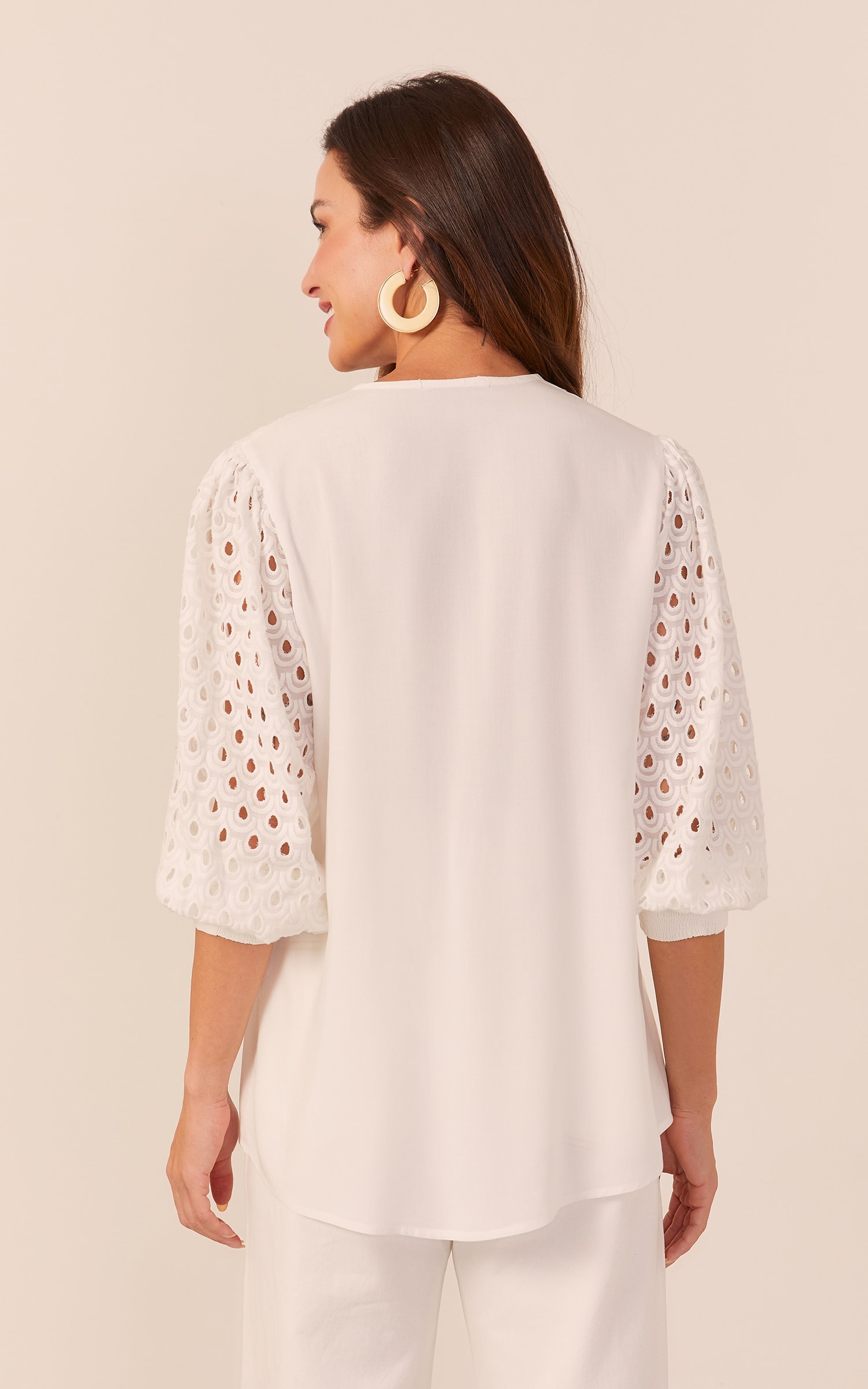 Camisa Brisa Manga Detalhada Off White