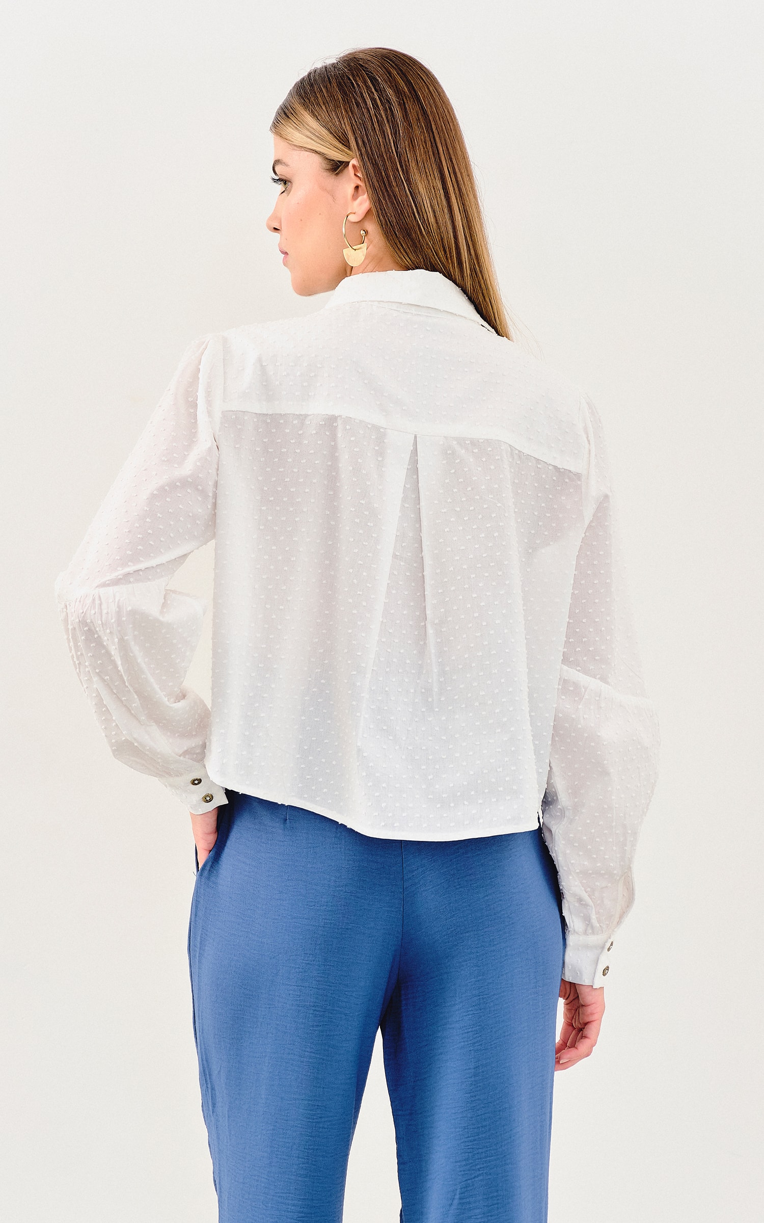 Camisa Crop Afeto Off White