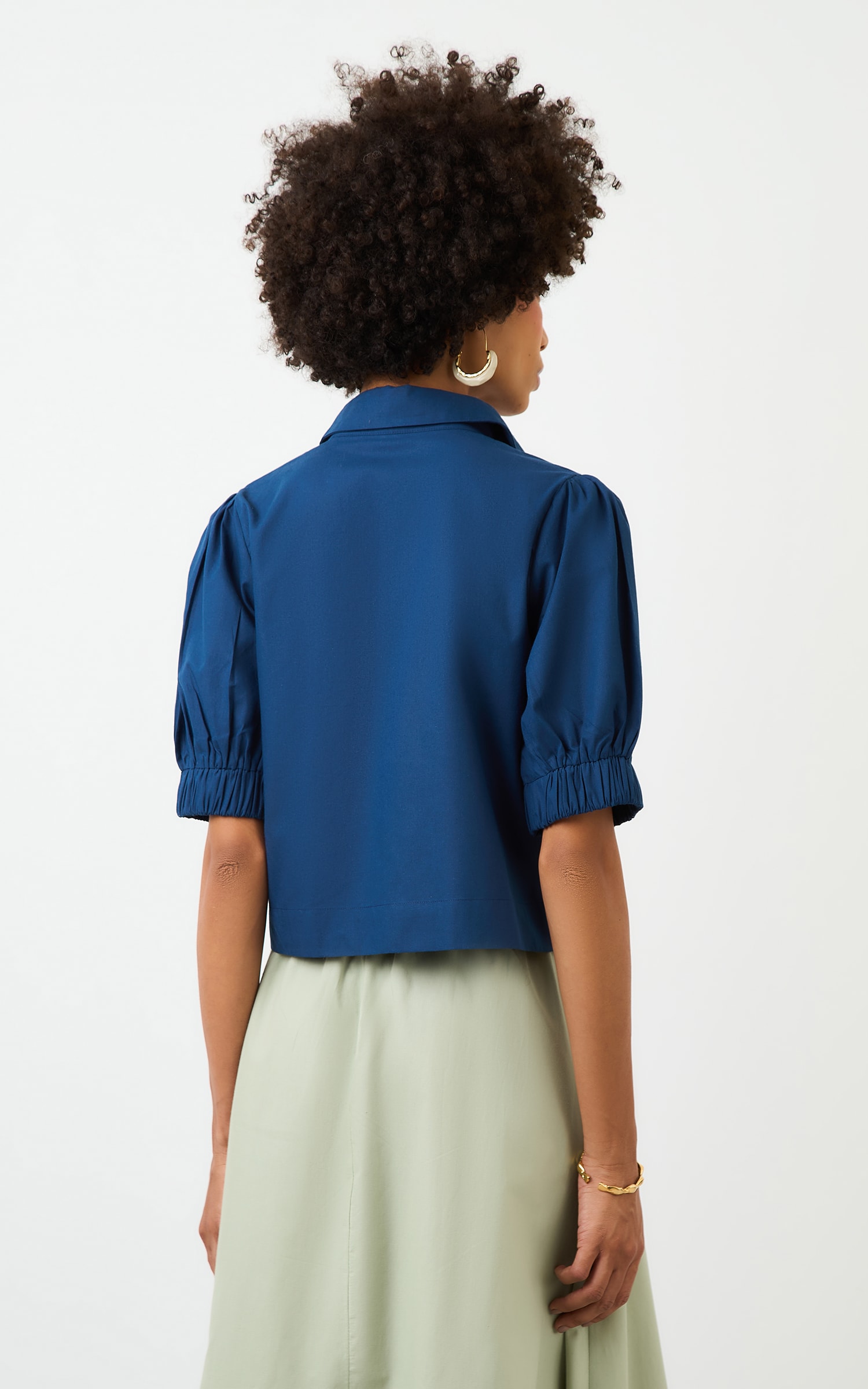 Camisa Cropped Chateau Cobalto