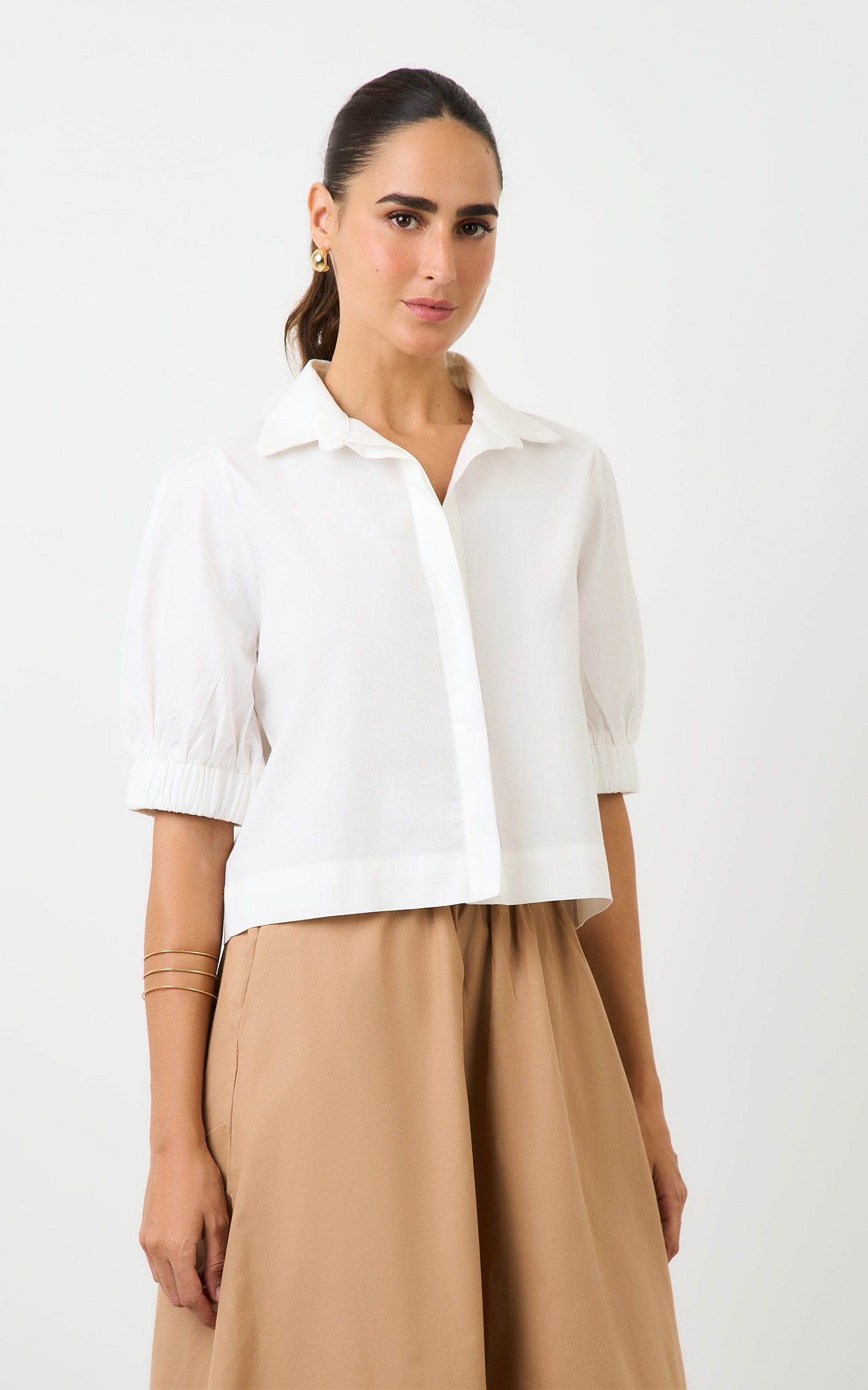 Camisa Cropped Chateau Off White