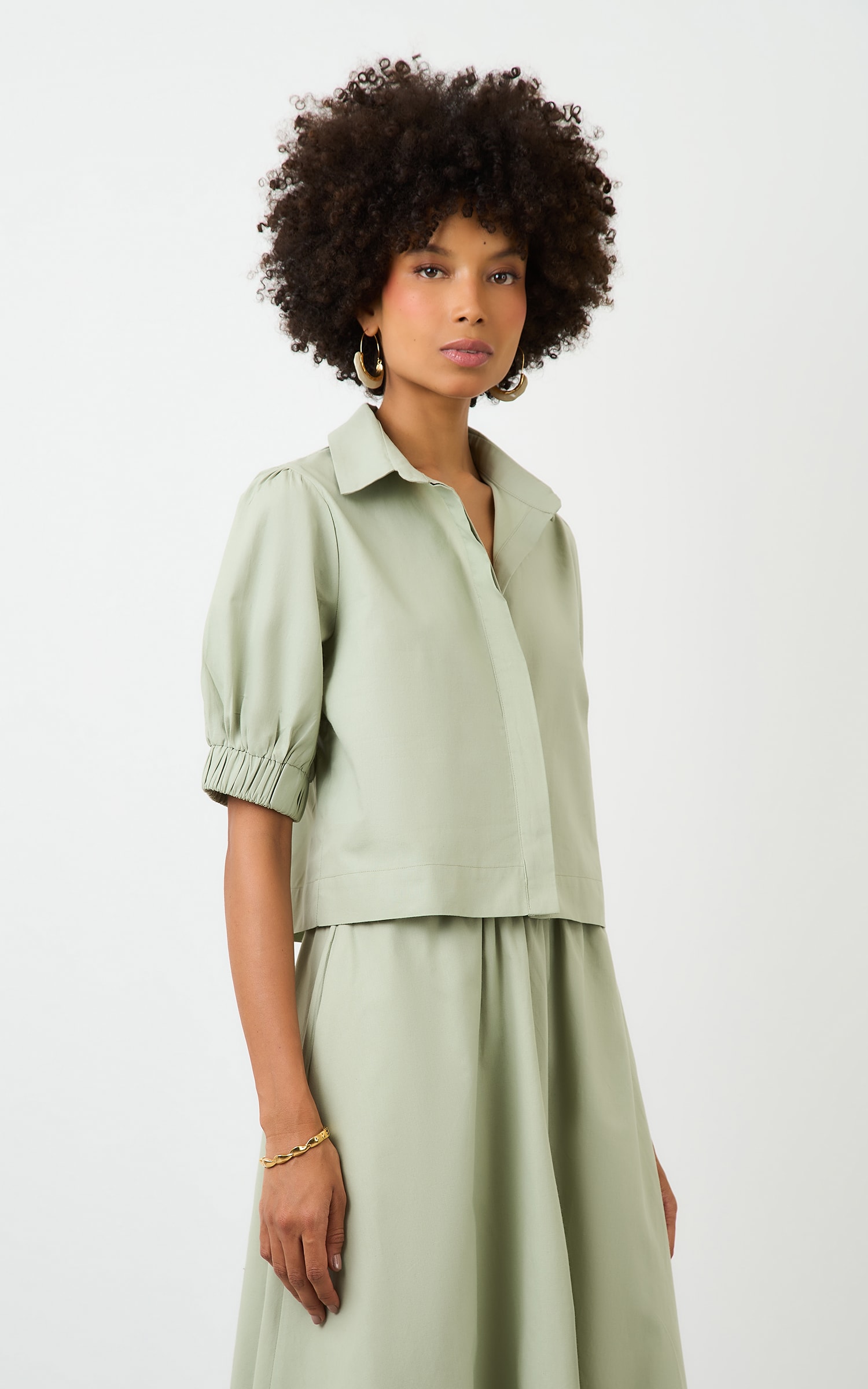 Camisa Cropped Chateau Pistache