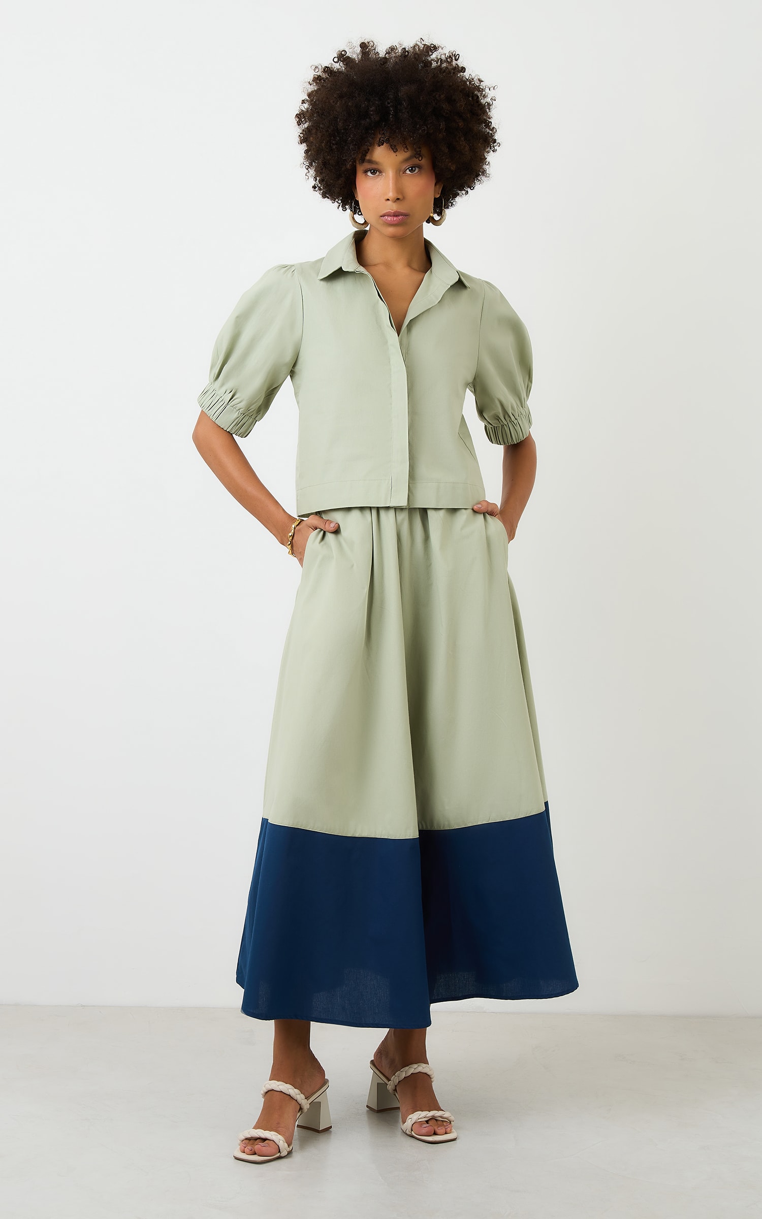 Camisa Cropped Chateau Pistache
