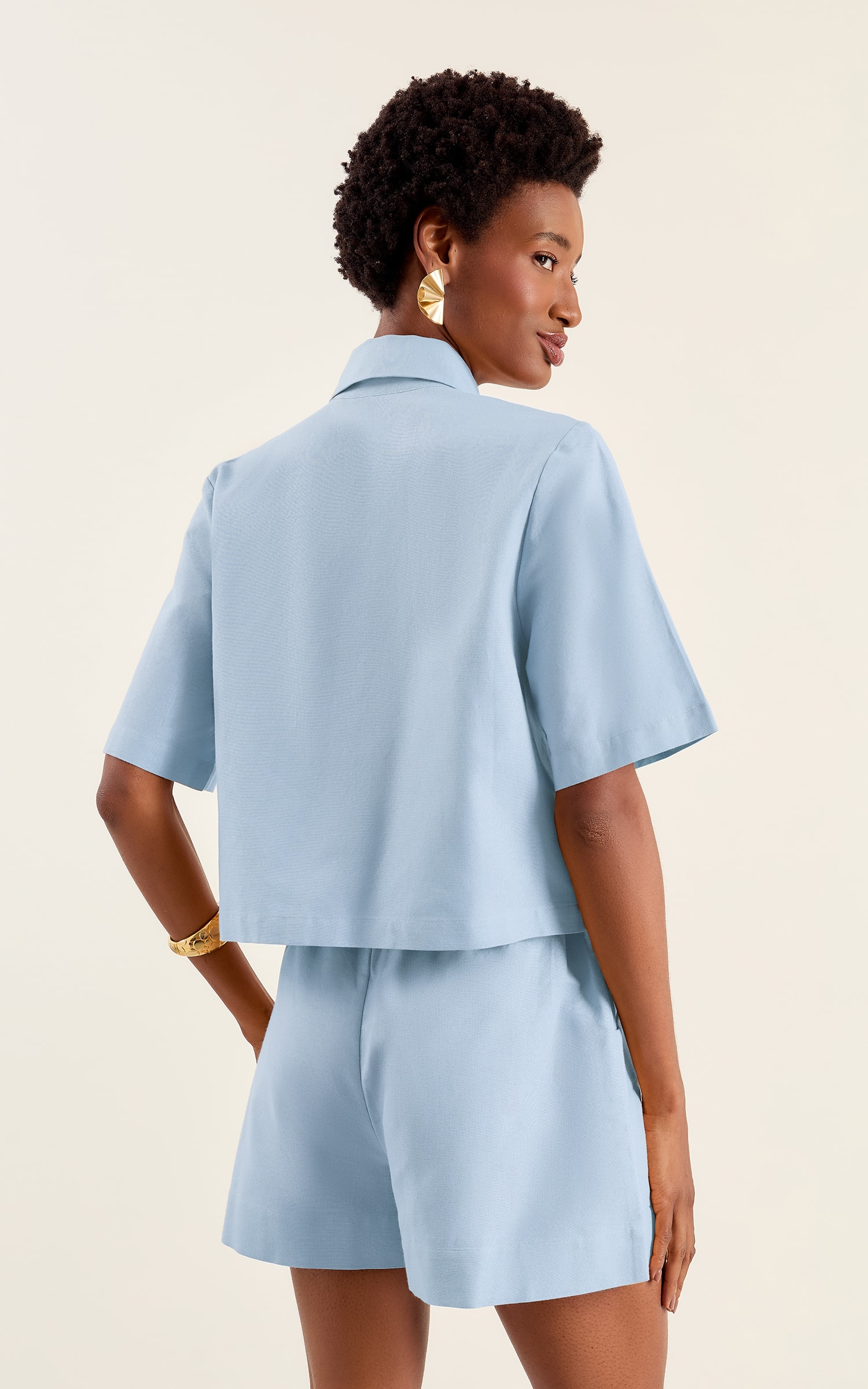 Camisa Cropped Fresh Azul Ceu