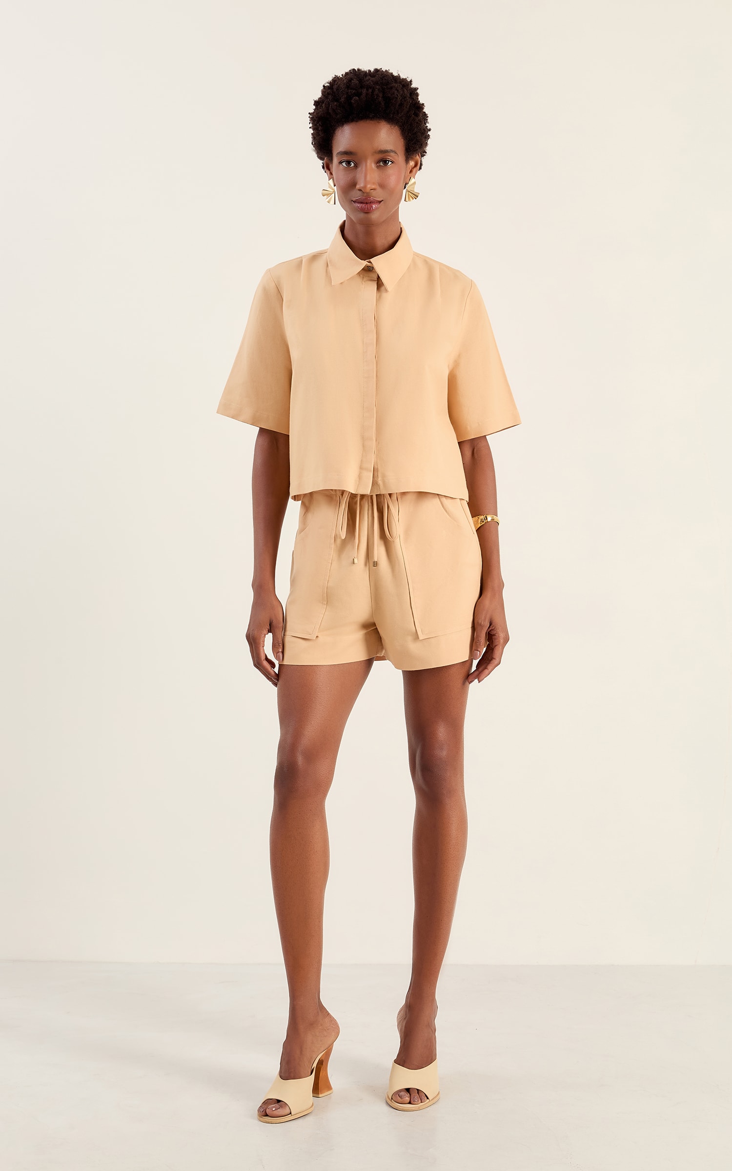Camisa Cropped Fresh Bege