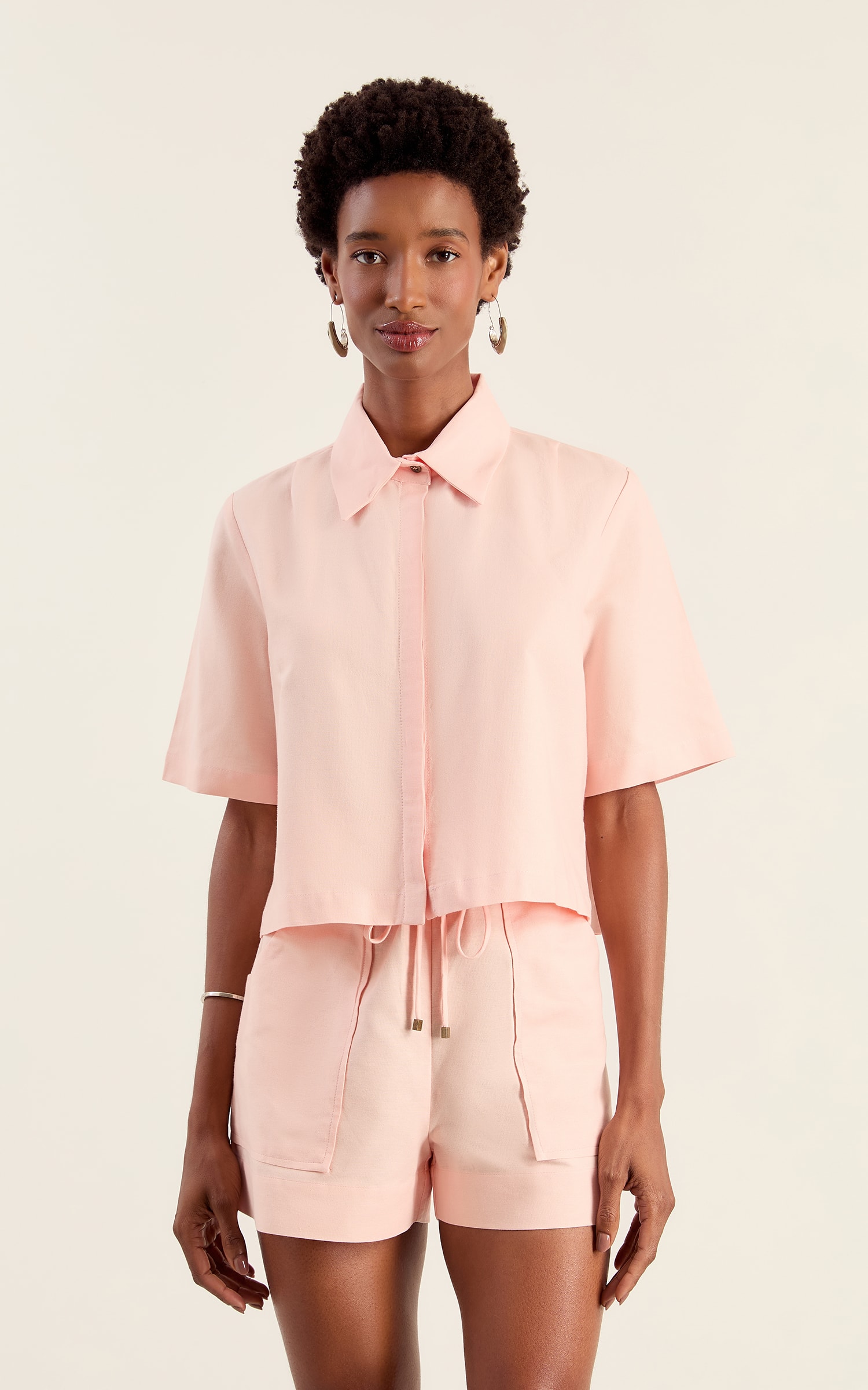 Camisa Cropped Fresh Rosa Candy