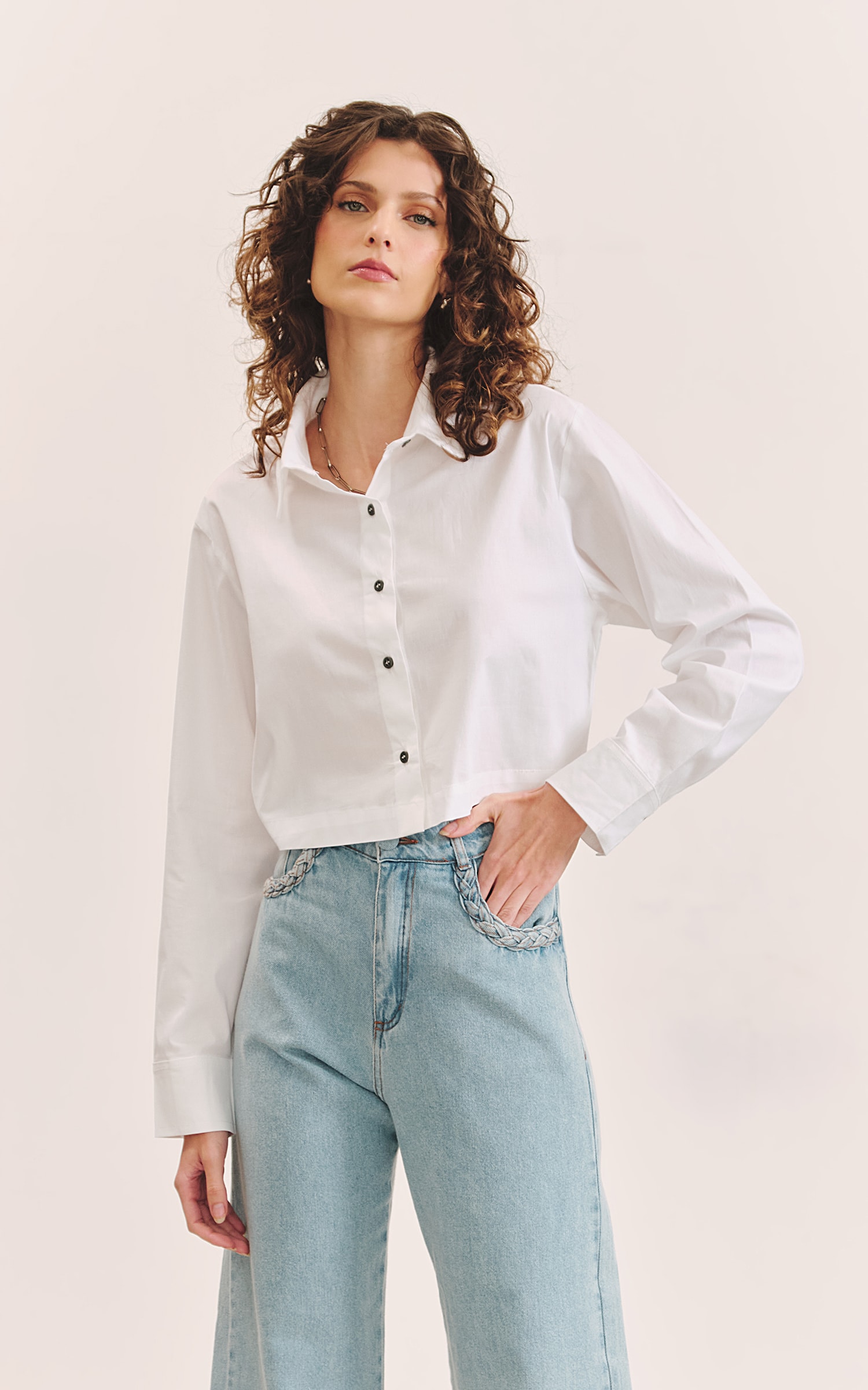 Camisa Cropped Social Off White