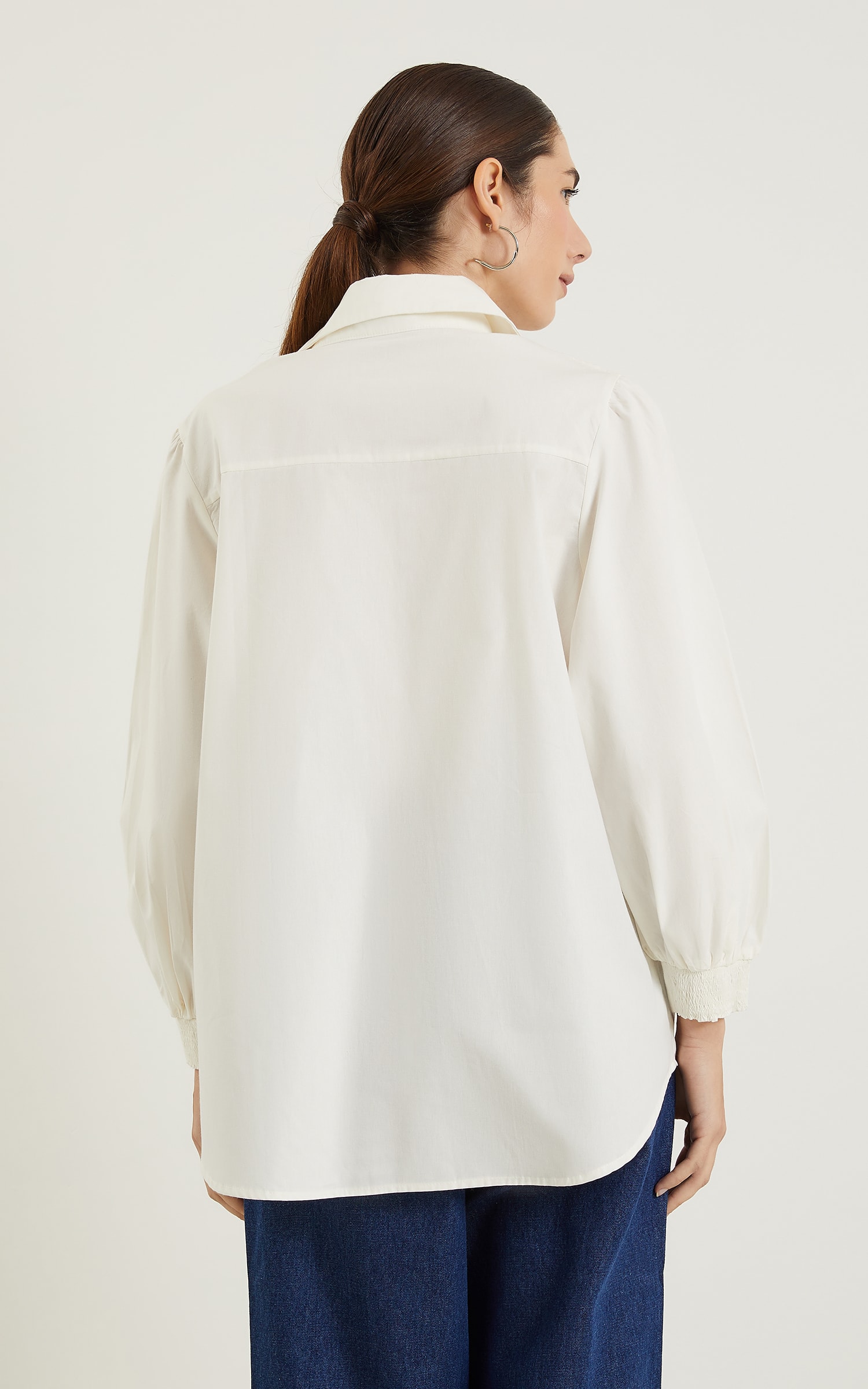 Camisa Gola Bordada Off White